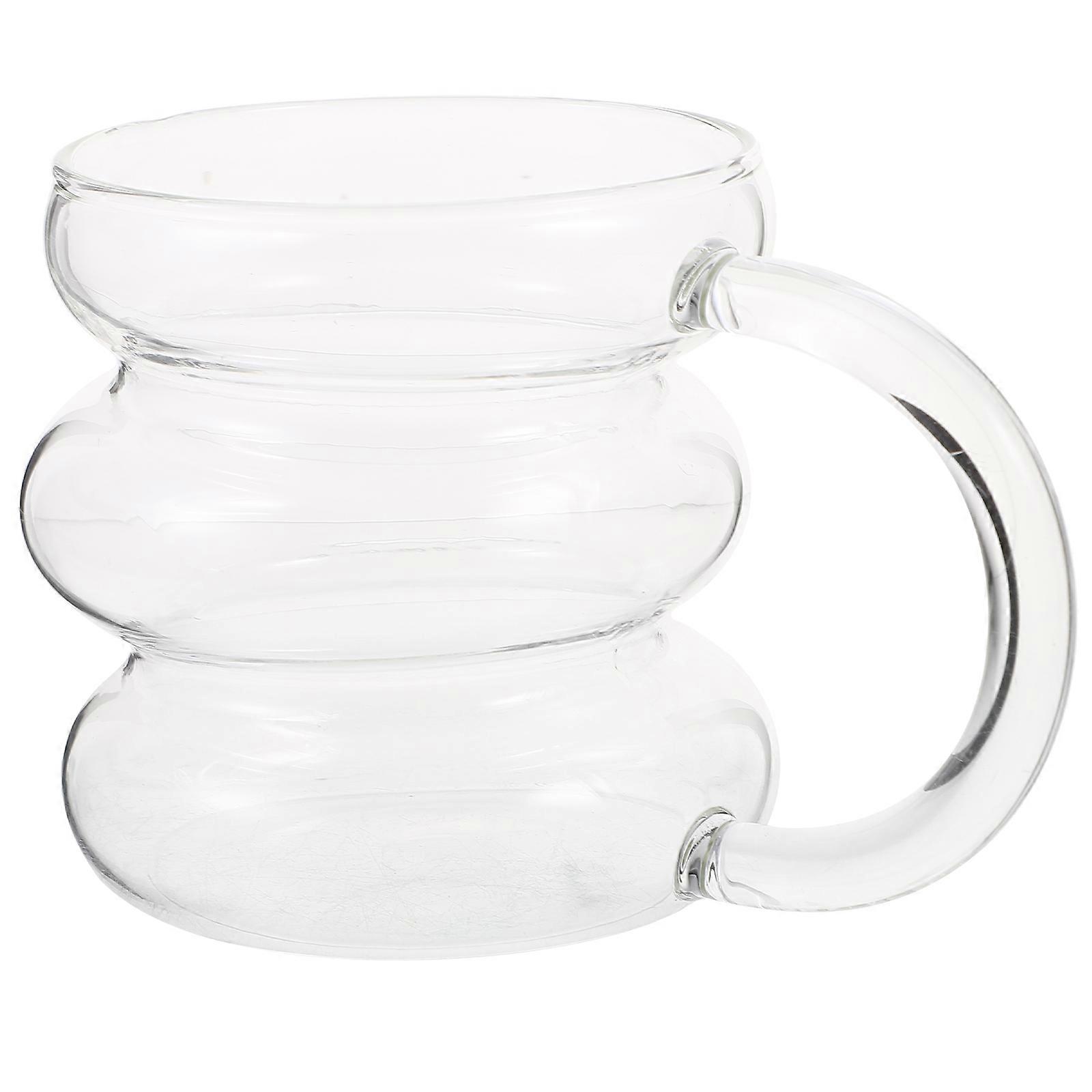 Ripple Pattern Handle Glass Cup Creative Drinking Glass For Adults At Home Office 1Pack