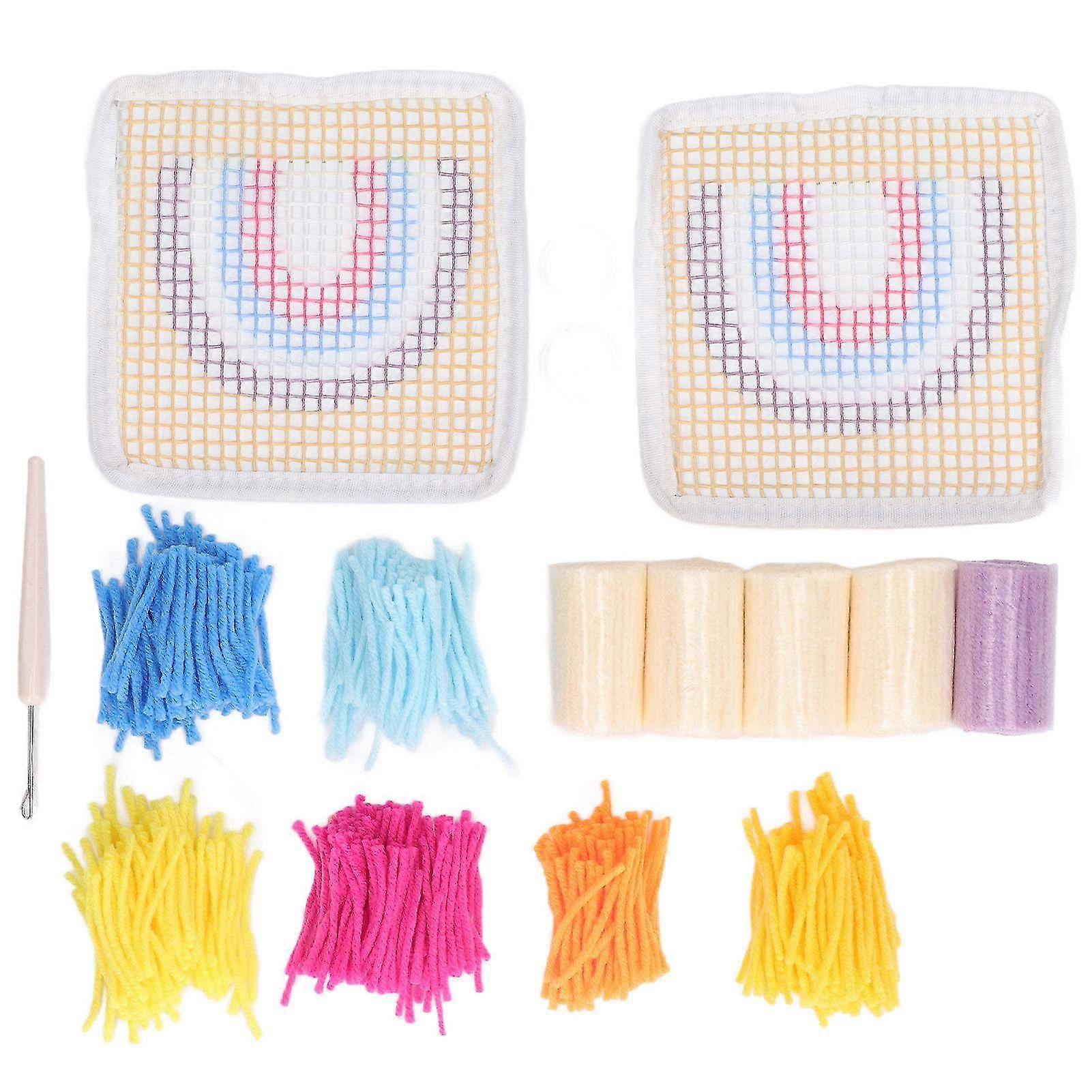 Coaster Hook Kit with Cute Pre-Printed Patterns - DIY Crochet Set for Beginners & Sewing Crafts