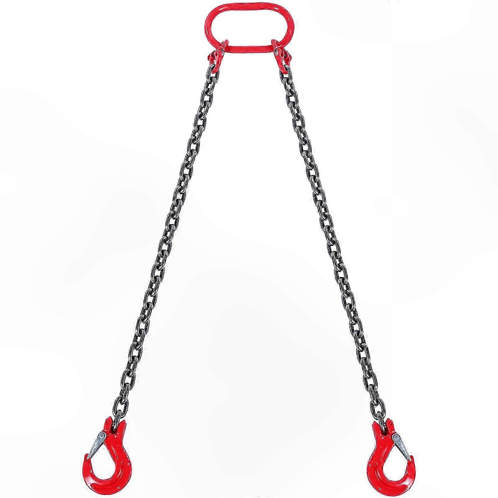 5/16" x 5' Grade 80 Chain Sling with Hooks, 3 Ton Capacity, 2-Leg Design for Lifting and Hoisting Operations