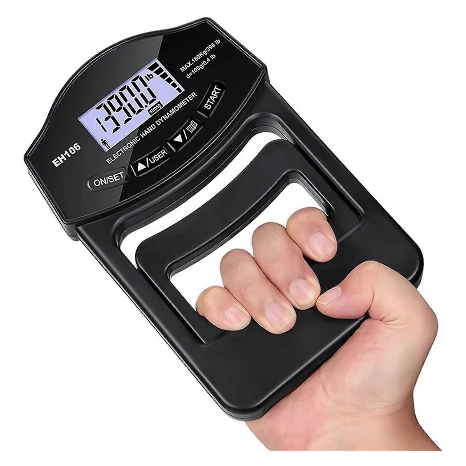 Grip Strength Tester, 396 lbs/180 kg, Digital Hand Dynamometer, Grip Strength Measuring Device, USB LCD Screen, Hand Grip Dynamometer Dark Gray