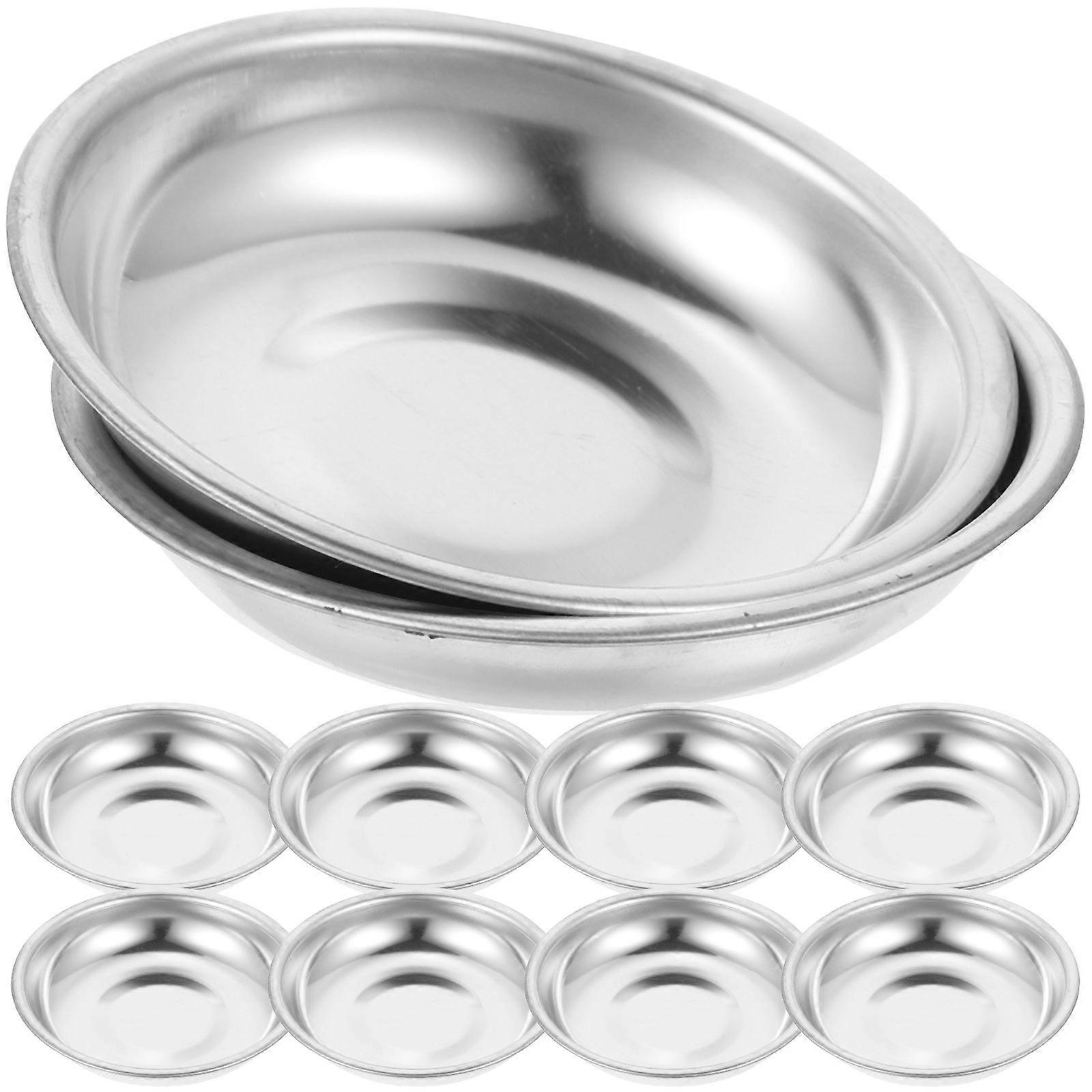 10pcs Condimento Piatti Salsa in acciaio inossidabile Piatti Immersione Ciotola Salsa Piattino Piattino Piatti