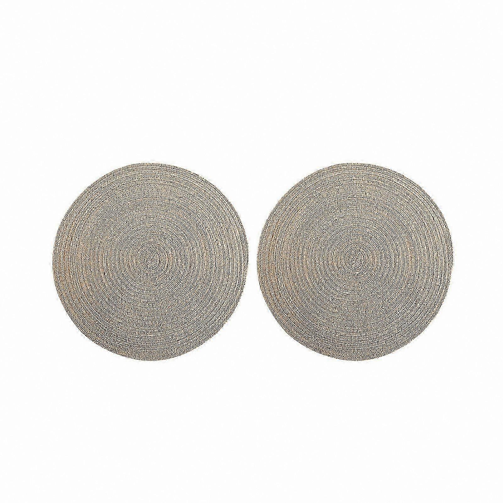 Set of 2 Woven Placemats, Heat-Resistant Non-Slip Coasters for Dining Table, Kitchen Bowl Pads, Drink Mats, Round Anti-Slip Table Mats