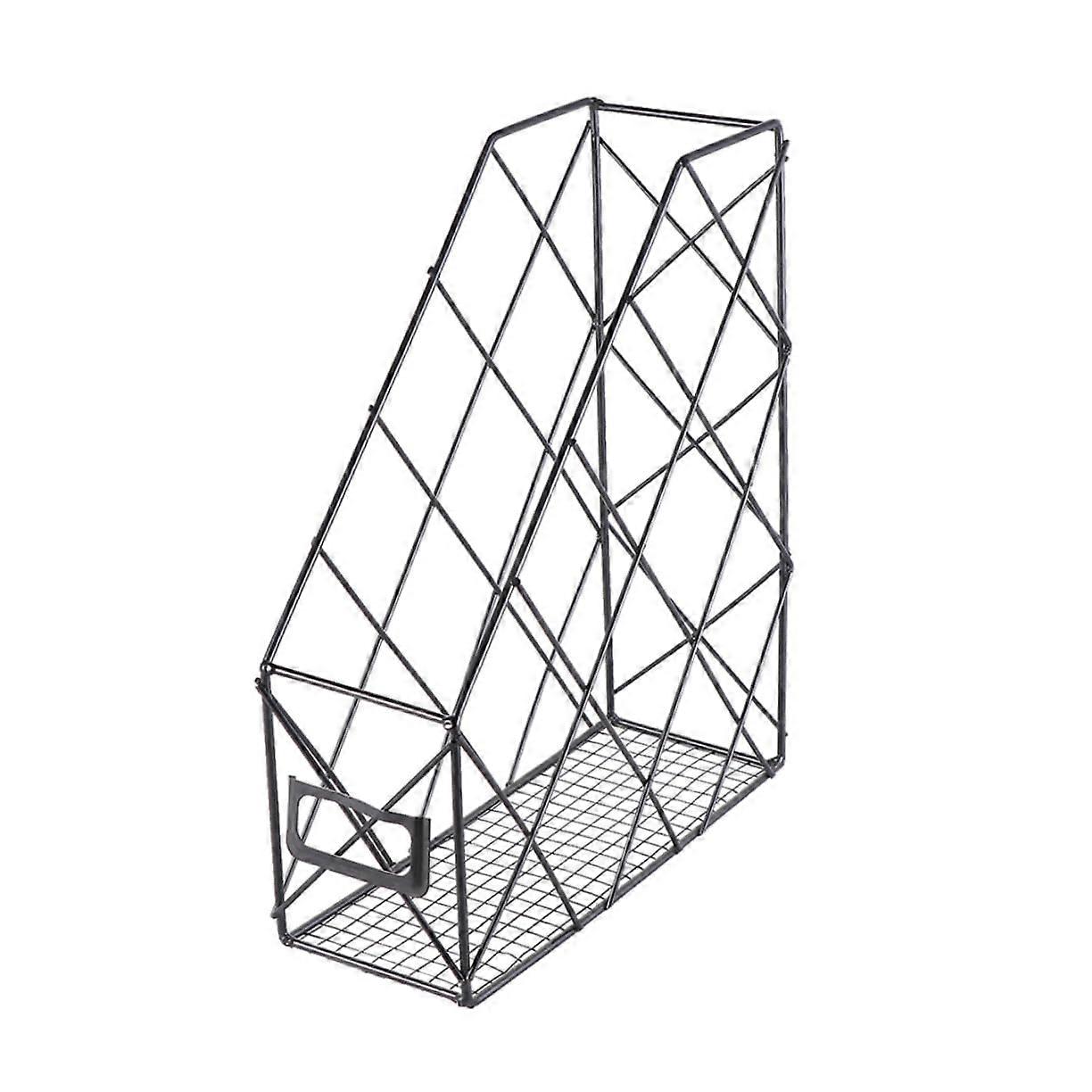 Iron Bookshelf 3-Piece Desktop Storage Rack For Files Magazines Books - Black Sturdy Practical