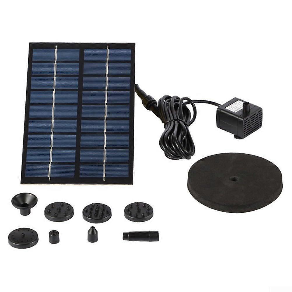 2W 9V Solar Fountain Pump for Bird Baths, Ponds, and Aquariums with Adjustable Nozzles and Durable Design