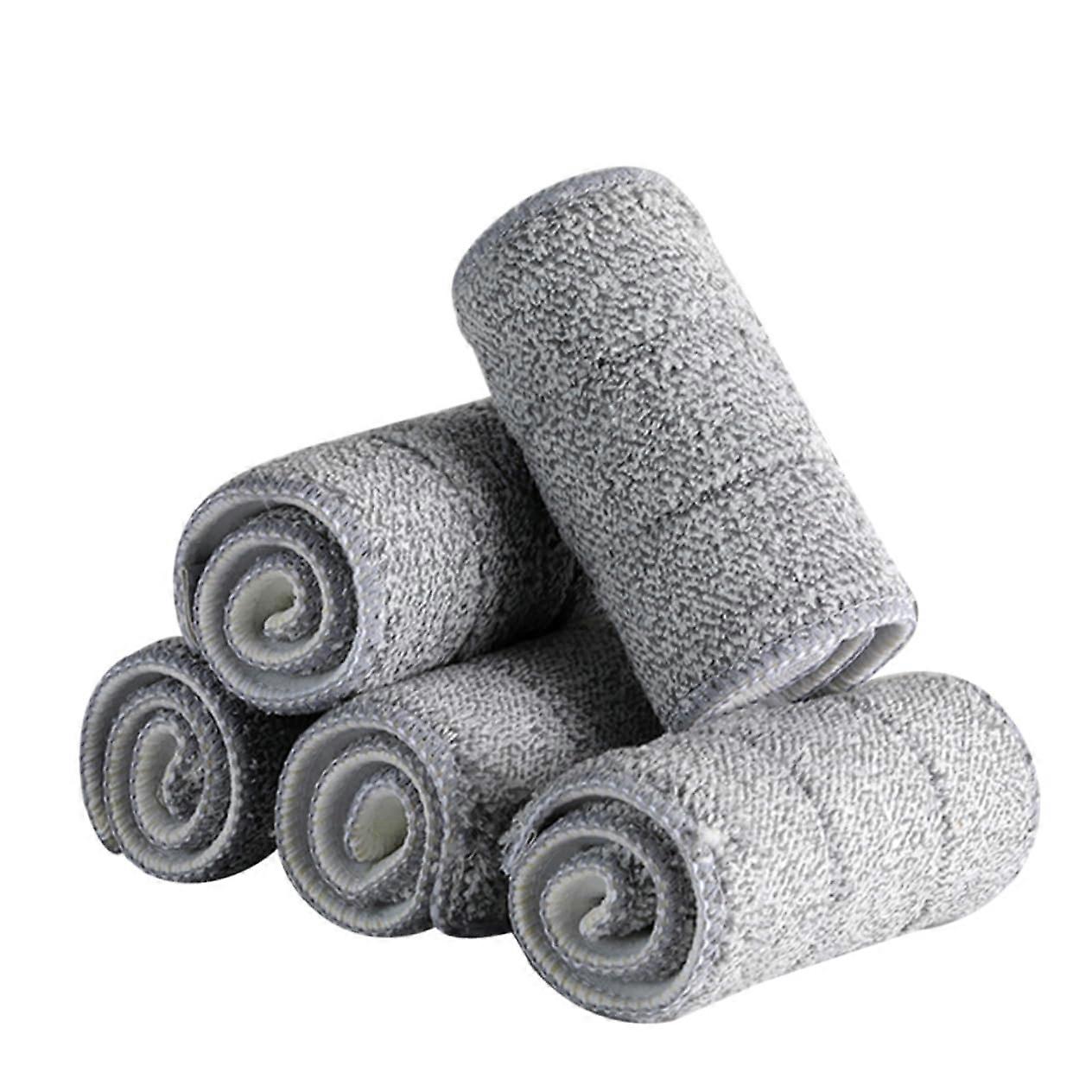 Pack of 5 Microfiber Mop Pads for Floor Cleaning, Reusable Replacement Mop Heads for Sponge and Flat Mops, Grey