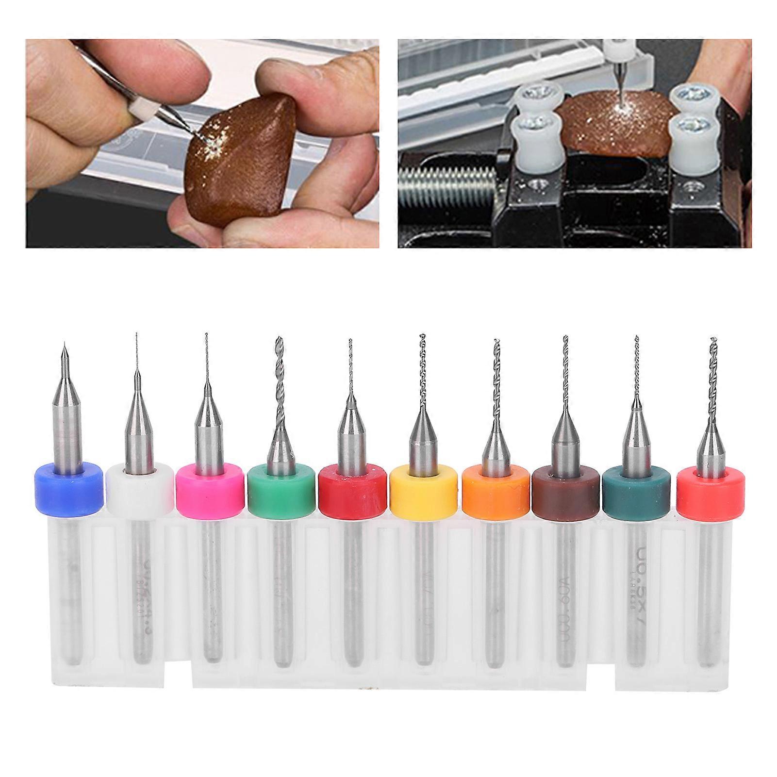 10Pcs Micro Twist Bits Alloy Tungsten Steel Hand Circuit Board Drill Punch Tool 0.1‑1mm