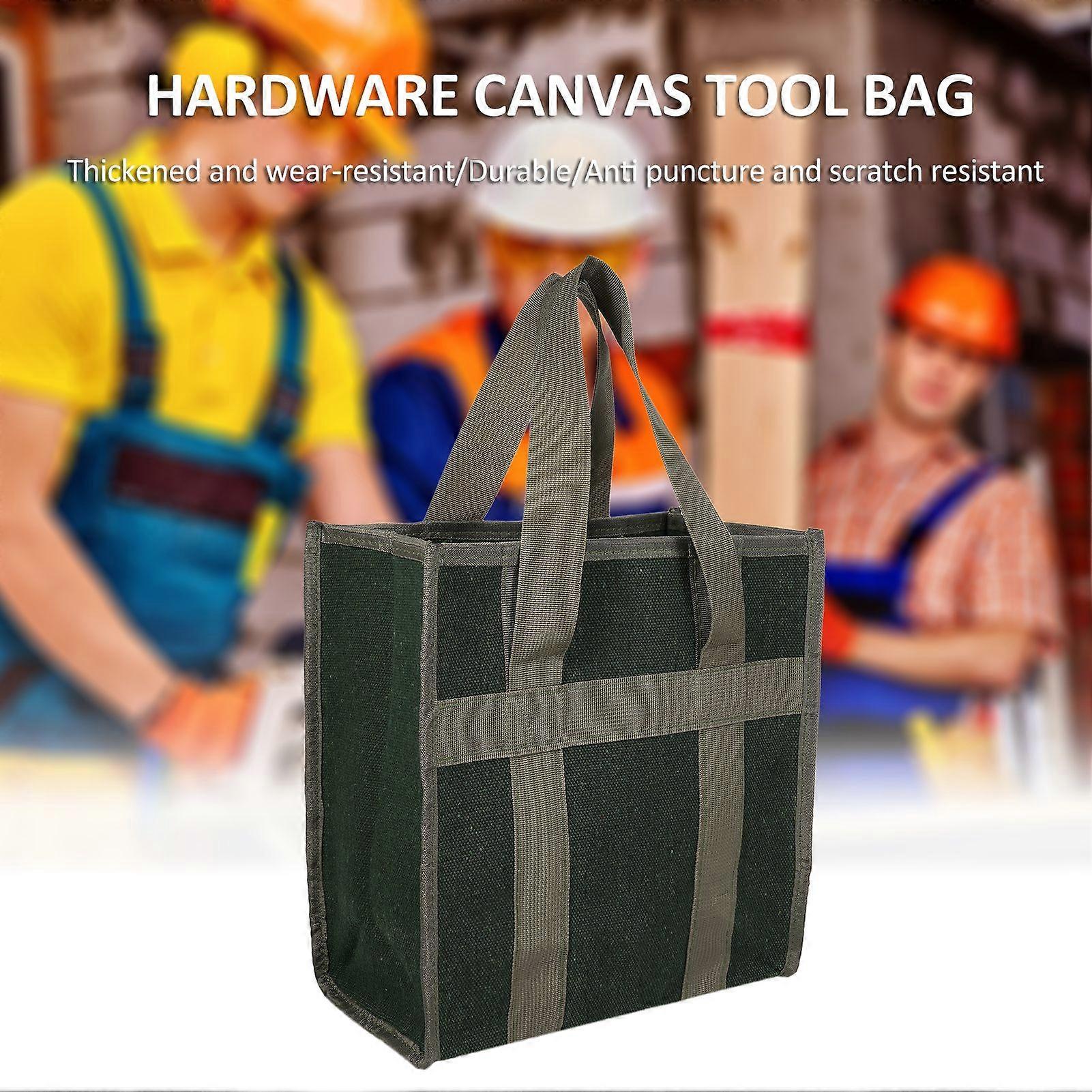 Large Thickened Wear-resistant Maintenance Tool Storage Bag Multifunctional Portable Tool Bag Large Capacity Canvas Bag Green 084-4