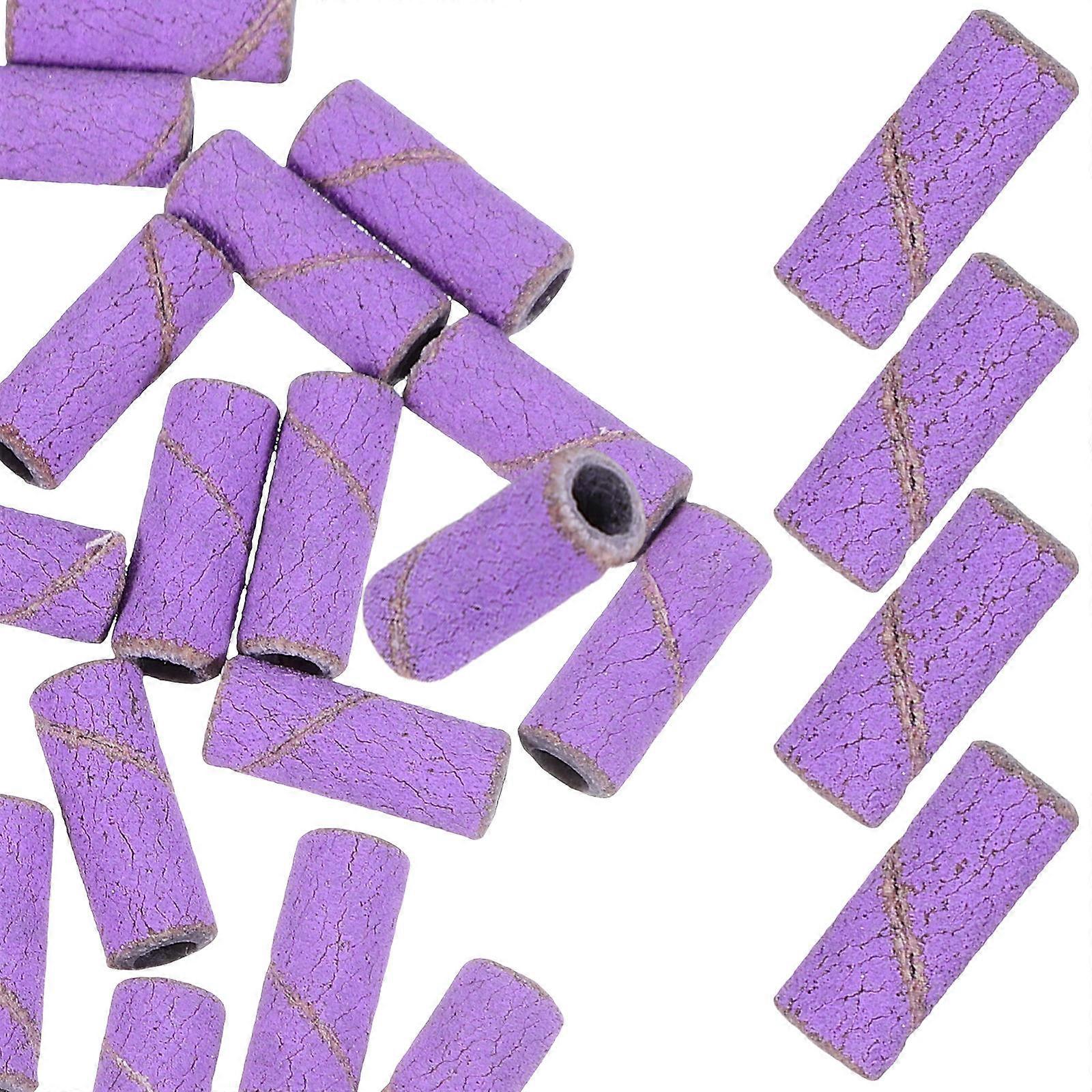 Purple Nail Sanding Bands for Acrylic Nails Manicure Tools with Tungsten Steel 50 Pieces