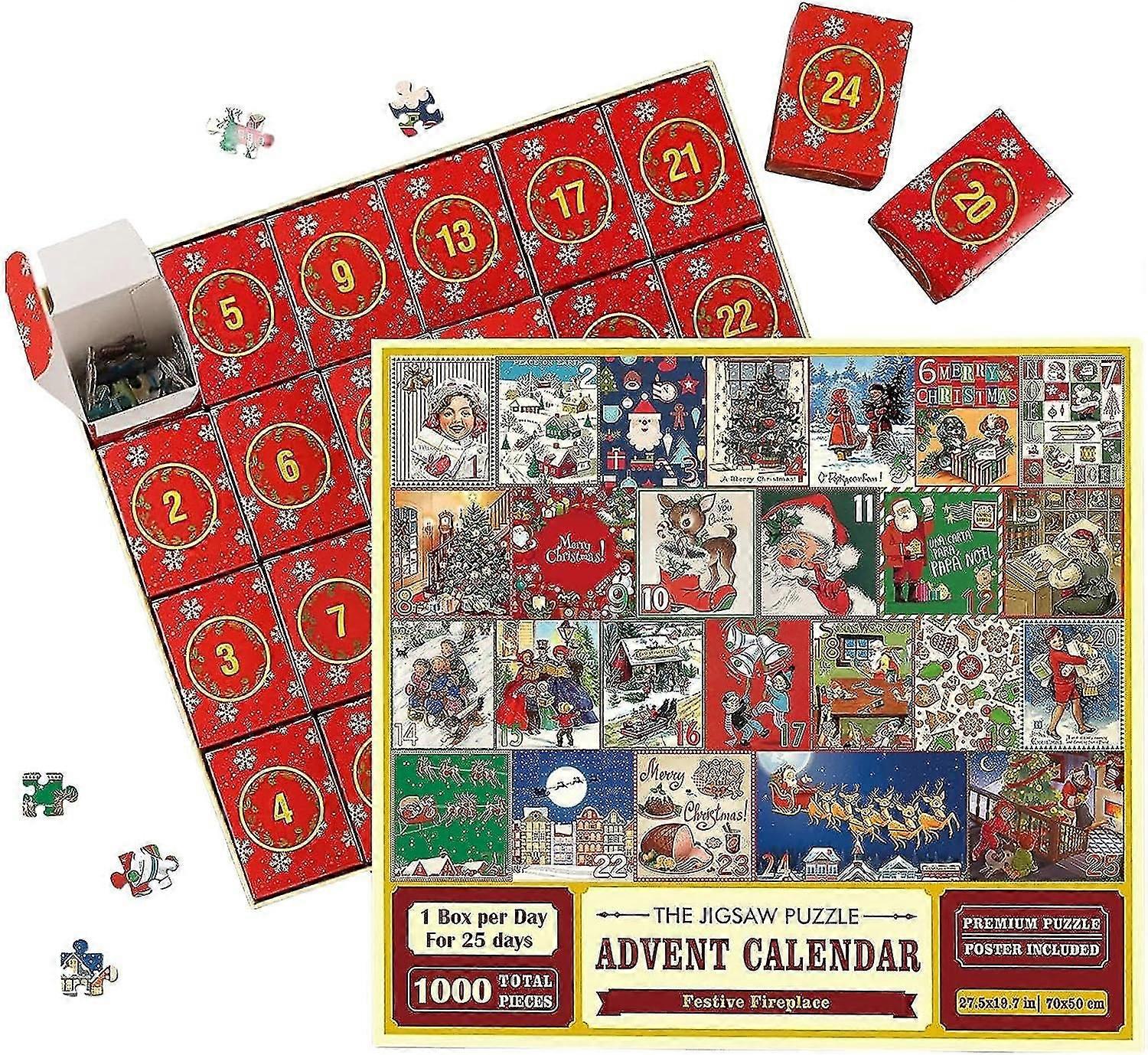 Puzzle Advent Calendar 2023, 1008 Pieces Puzzle 24 Days Christmas Countdown Advent Calendars, Christmas Gift Idea For Kids Adult