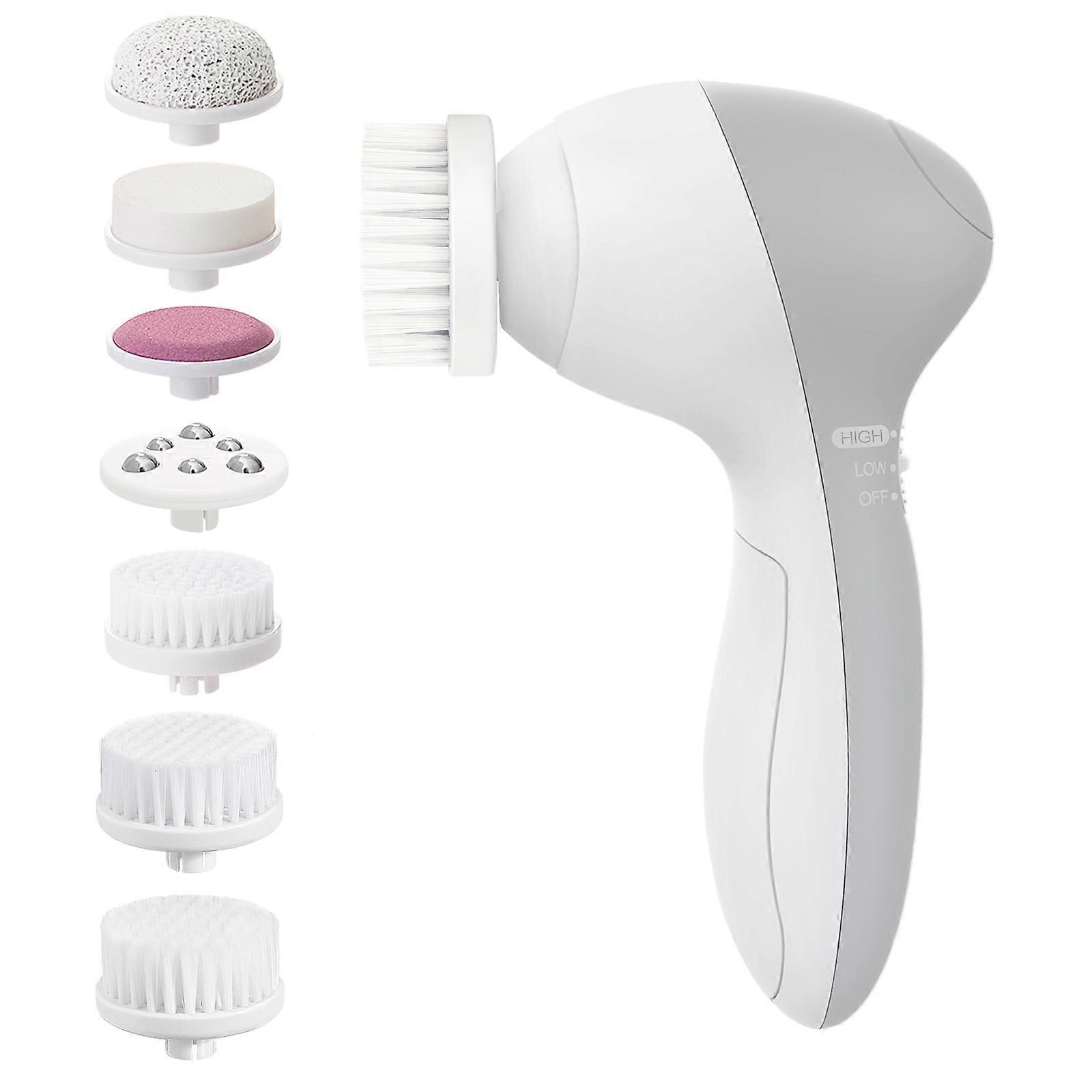 Facial Cleansing Instrument Electric Facial Cleaning Brush for Daily Home Use Grey Silicone Plastic with 7