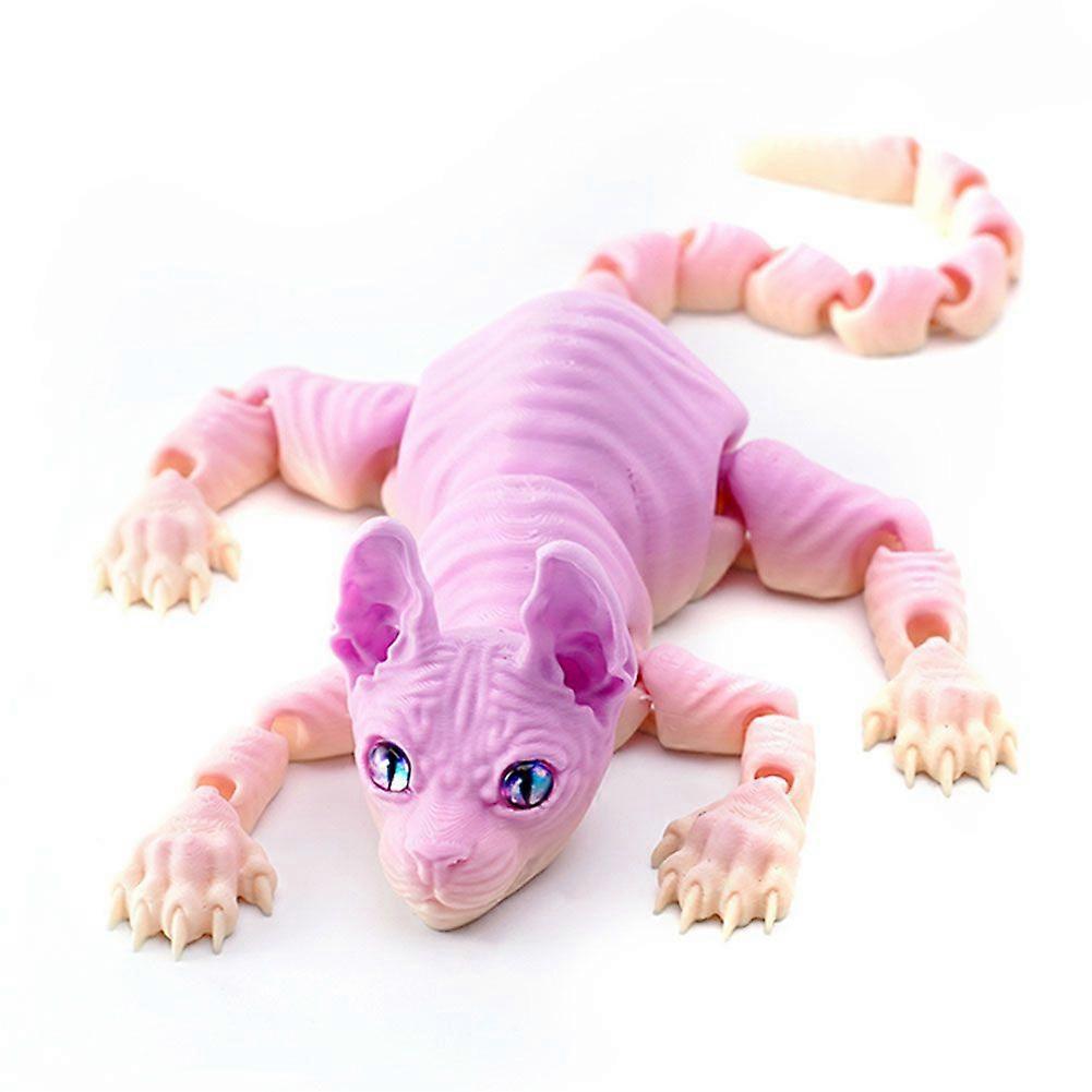 3D Printed Sphynx Cat Figurine, Articulated Toy for Cat Lovers, Desk Decor & Collectible Sculpture for Animal Enthusiasts