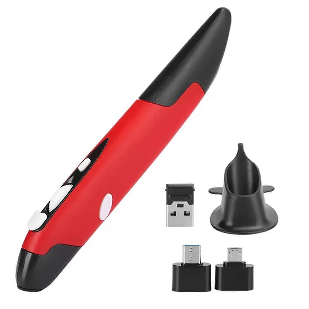 Ergonomic Mouse Mouse Pen Type Mouse USB Computer PC Parts Wireless 2.4G Mouse Pen Type Innovative Vertical Red