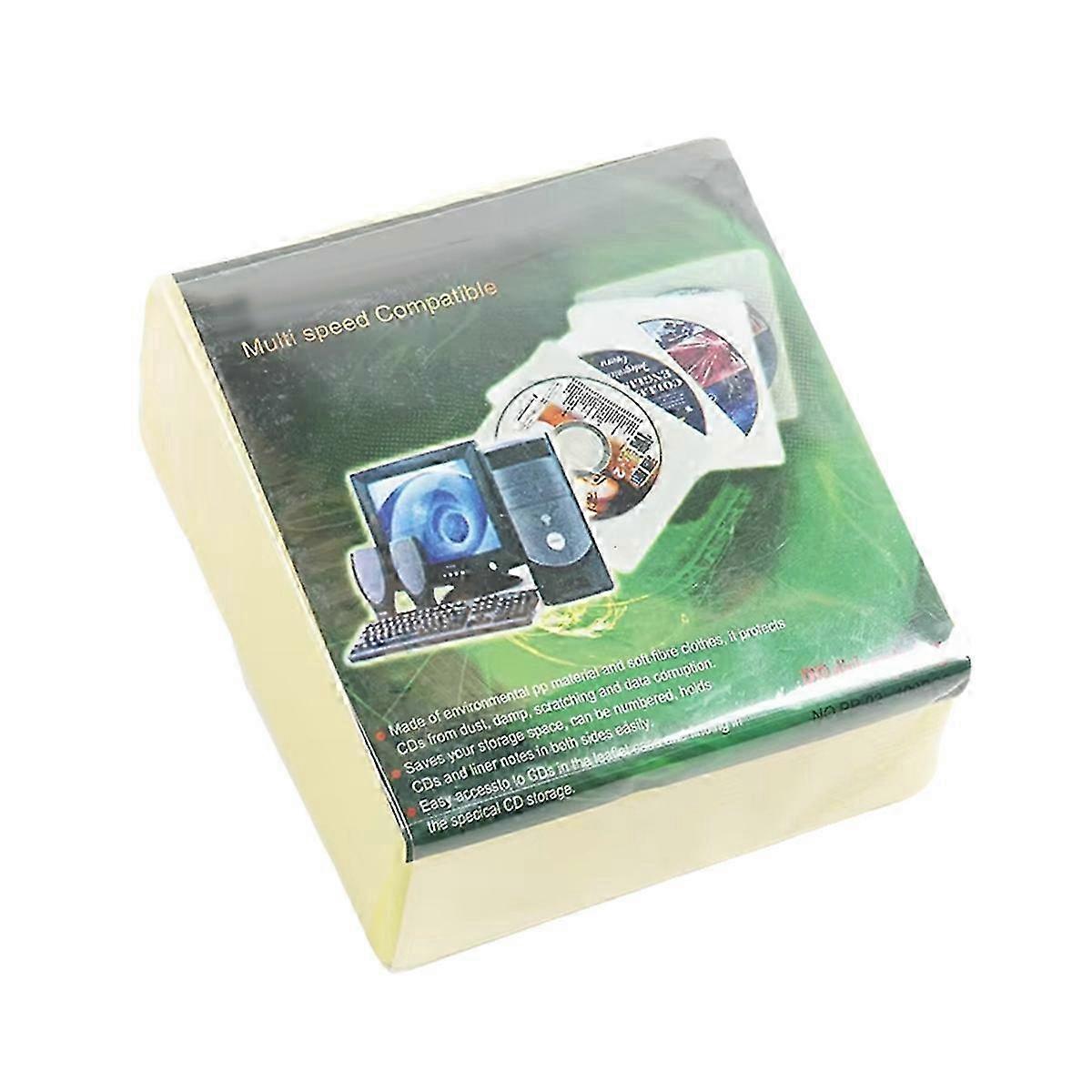 100 Pcs Dual-Sided CD/DVD Collection Set Scratch- Yellow