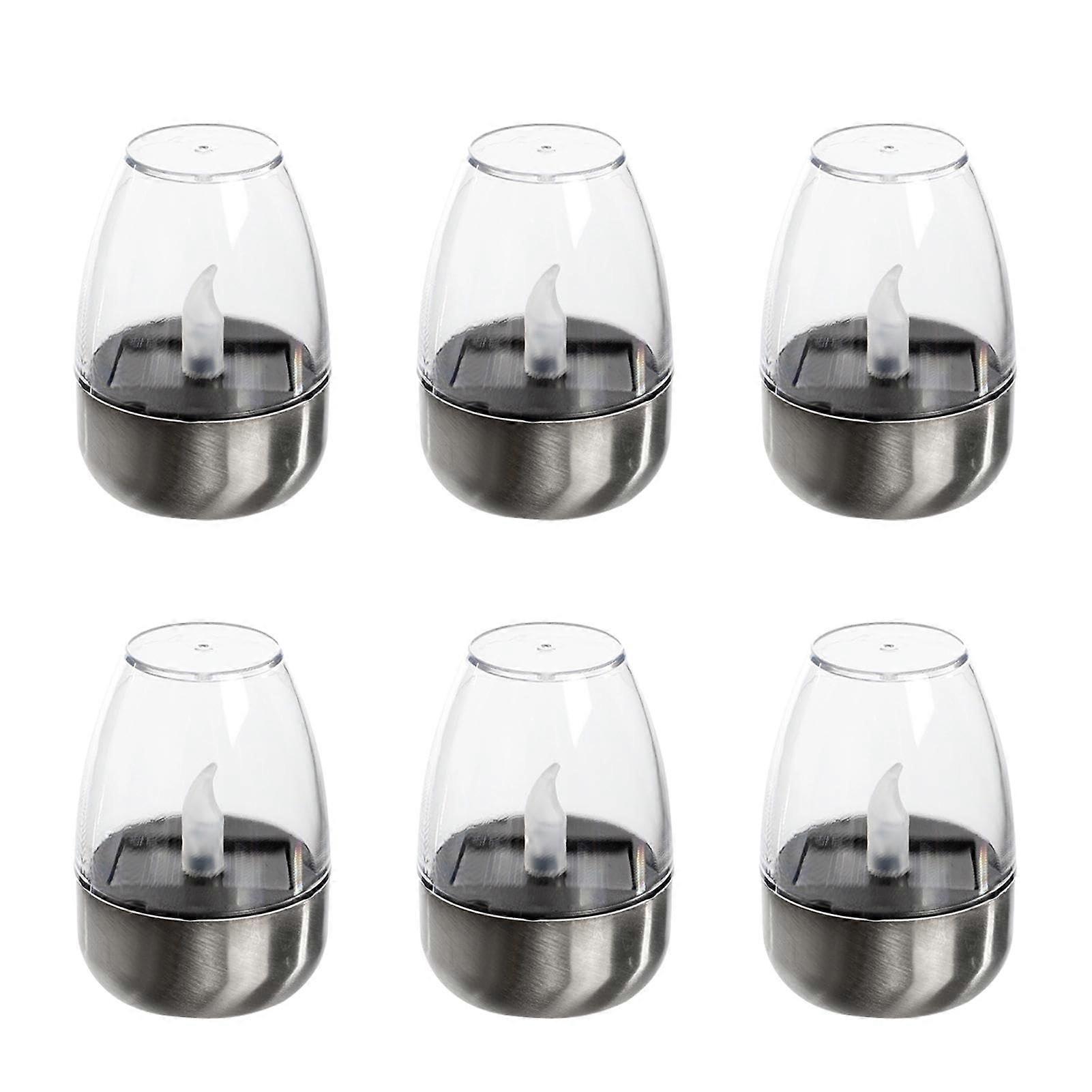 Solar Candle Lights 6 Piece Waterproof LED Wine Glass Candle Lights Portable Solar-Powered Nightlight for Indoor Outdoor
