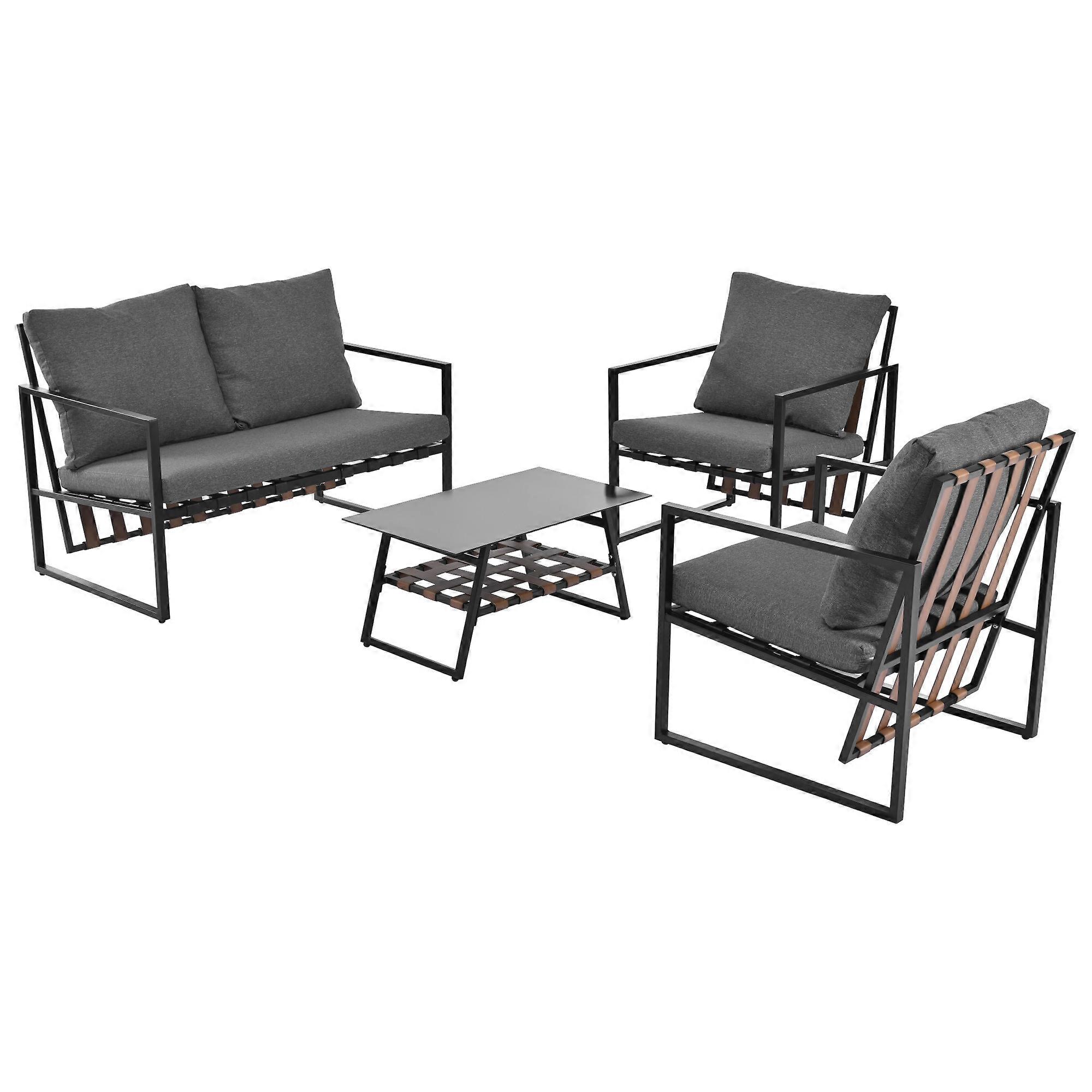 Outdoor furniture set with metal frame and weather-resistant cushions for patio