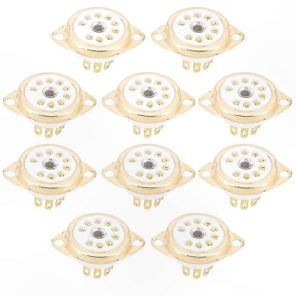 10-Pack Gold-Plated 9-Pin Ceramic Tube Socket for Vacuum Tubes
