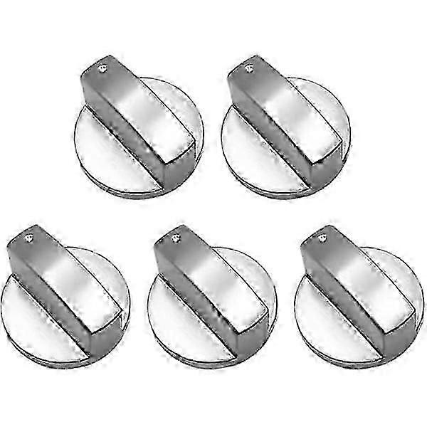 5 Pcs Gas Stove Knobs, 6mm Silver Kitchen Cookware Knobs, Universal Replacement