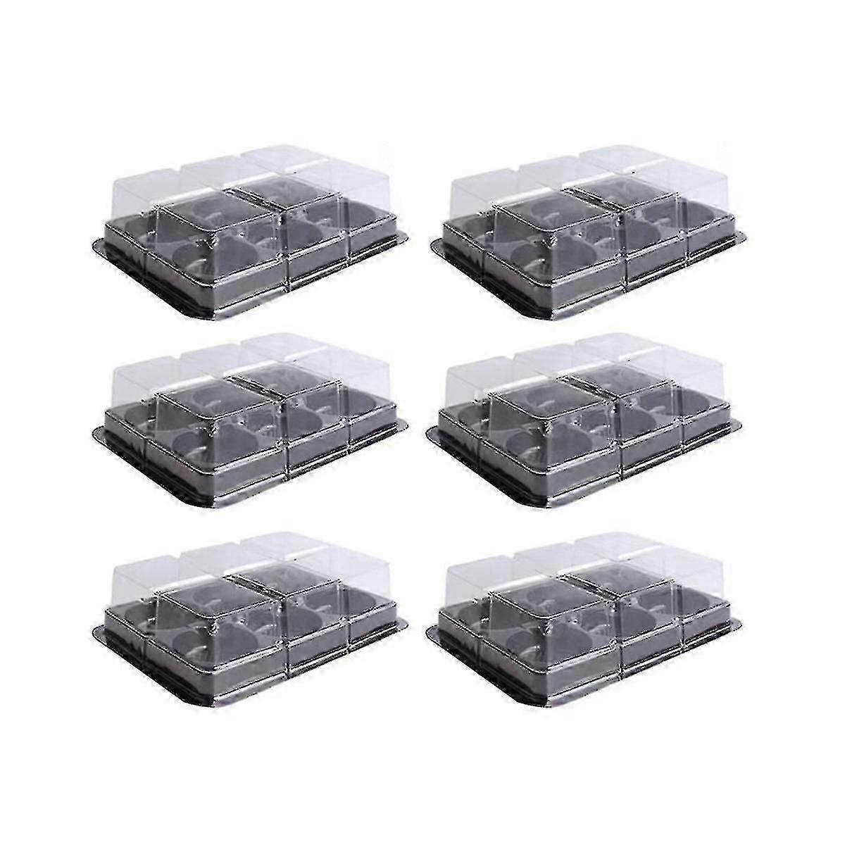 100pcs 6-Cavity Clear Plastic Baking Tray for Cupcake, Muffin, Cookie, Pastry Container