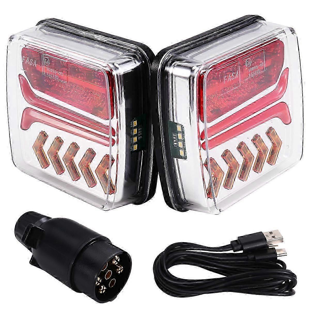 1 Set 12V 24V Wireless Magnetic LED Tail Light Trailer Rear Light Signal Warning Brake Light RV Lor