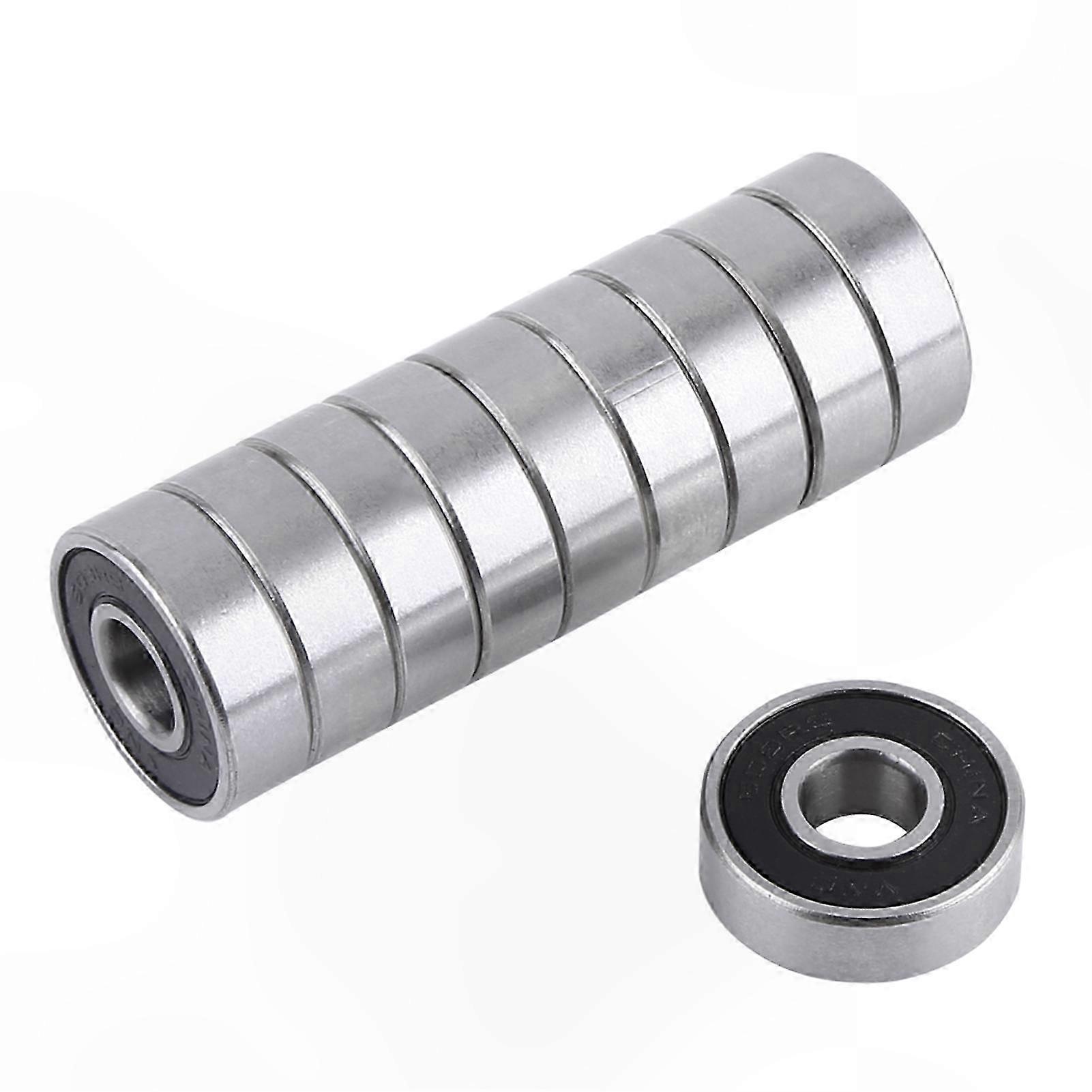 10-Pack 608-2RS Double-Sealed Ball Bearings with Black Rubber Shields for Deep Groove Applications