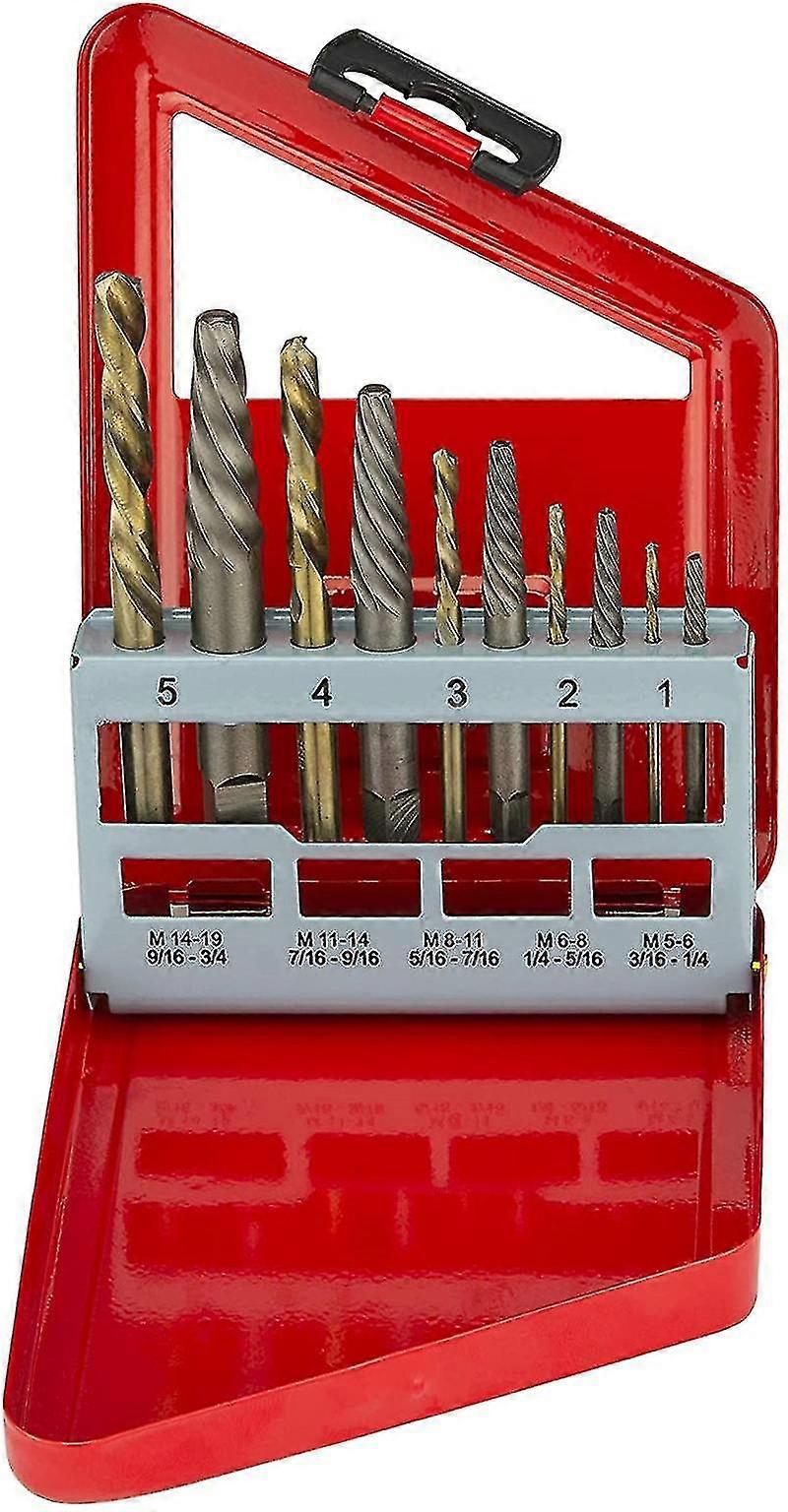 Screw Extractor And Left Hand Drill Bit Set | 10 Pc, Cobalt Hss M2 Steel Drill Bits