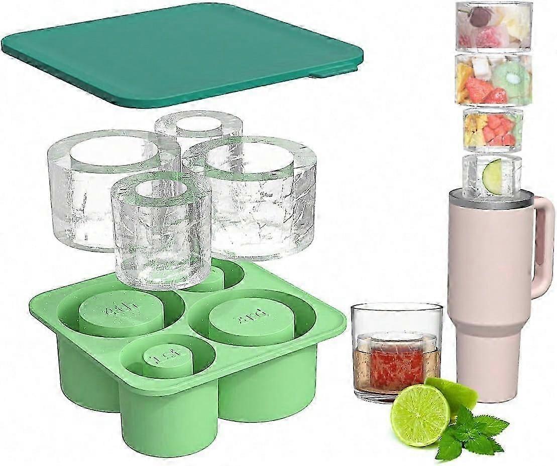 Ice Cube Tray For Stanley Cup, Large Silicone Ice Cube Tray with Lid For Tumbler Cup 20Oz, 30Oz, 40Oz, Ice Cube Mold For Travel Mug