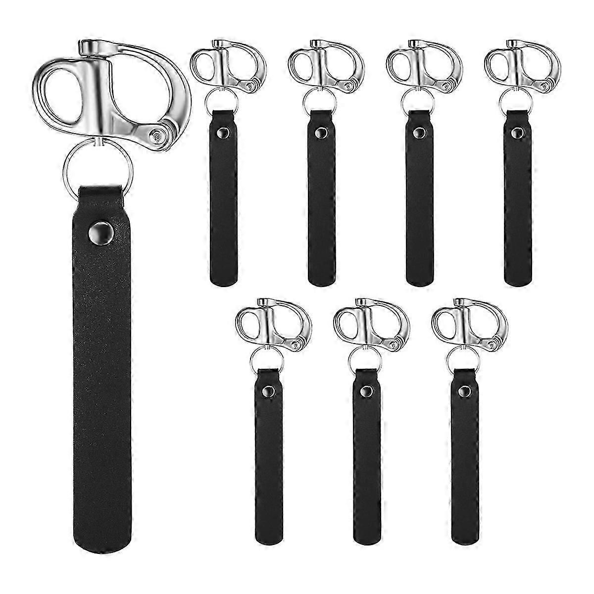 8 Pcs Quick Release Snap Shackle with PU Leather Handle 316 Stainless Steel SCBA Mask Quick Release