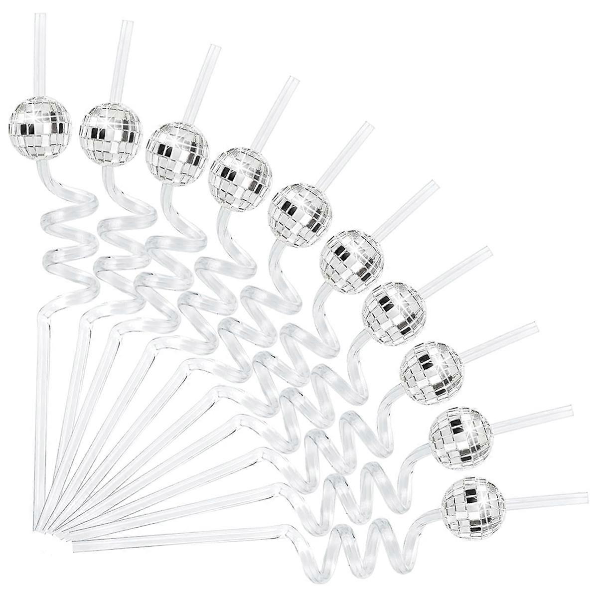 Mini Disco Straw, 20pcs Plastic Decorative Straws