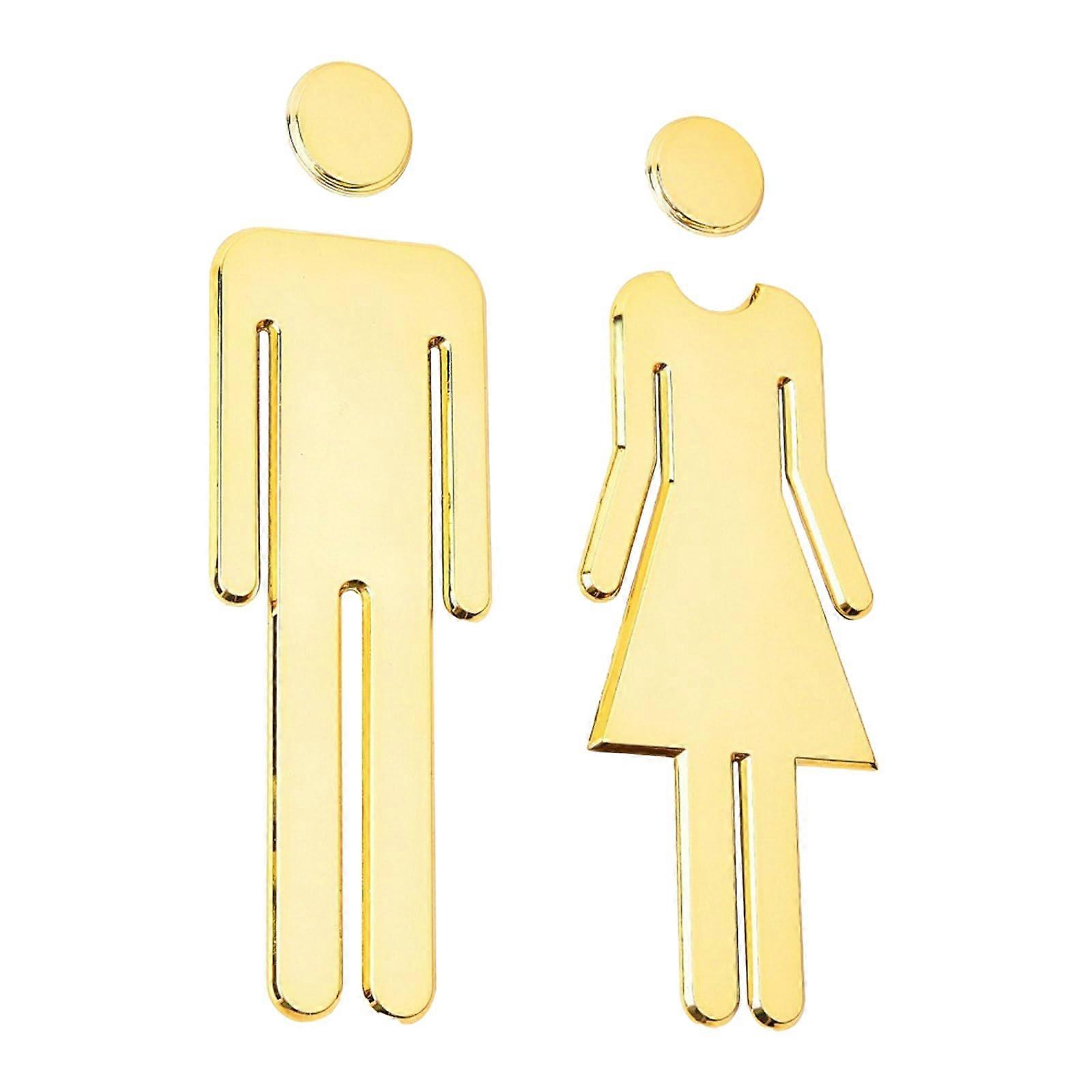 Toilet Sign Unisex Restroom Door Sign SelfAdhesive Gold Finish For Door Home Hotel Office Store Parking
