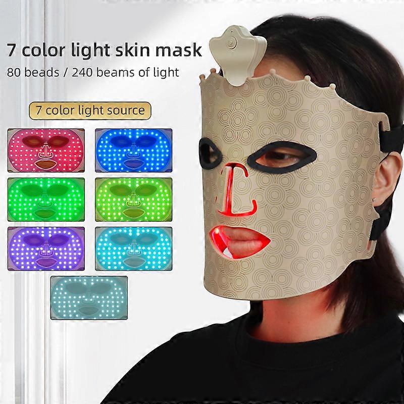 LED Light Therapy Mask 4 Color Spectrum Red Blue Light Facial Neck Device Silicone Mask Home Use Portable 10-30 Min Timer 100-240V