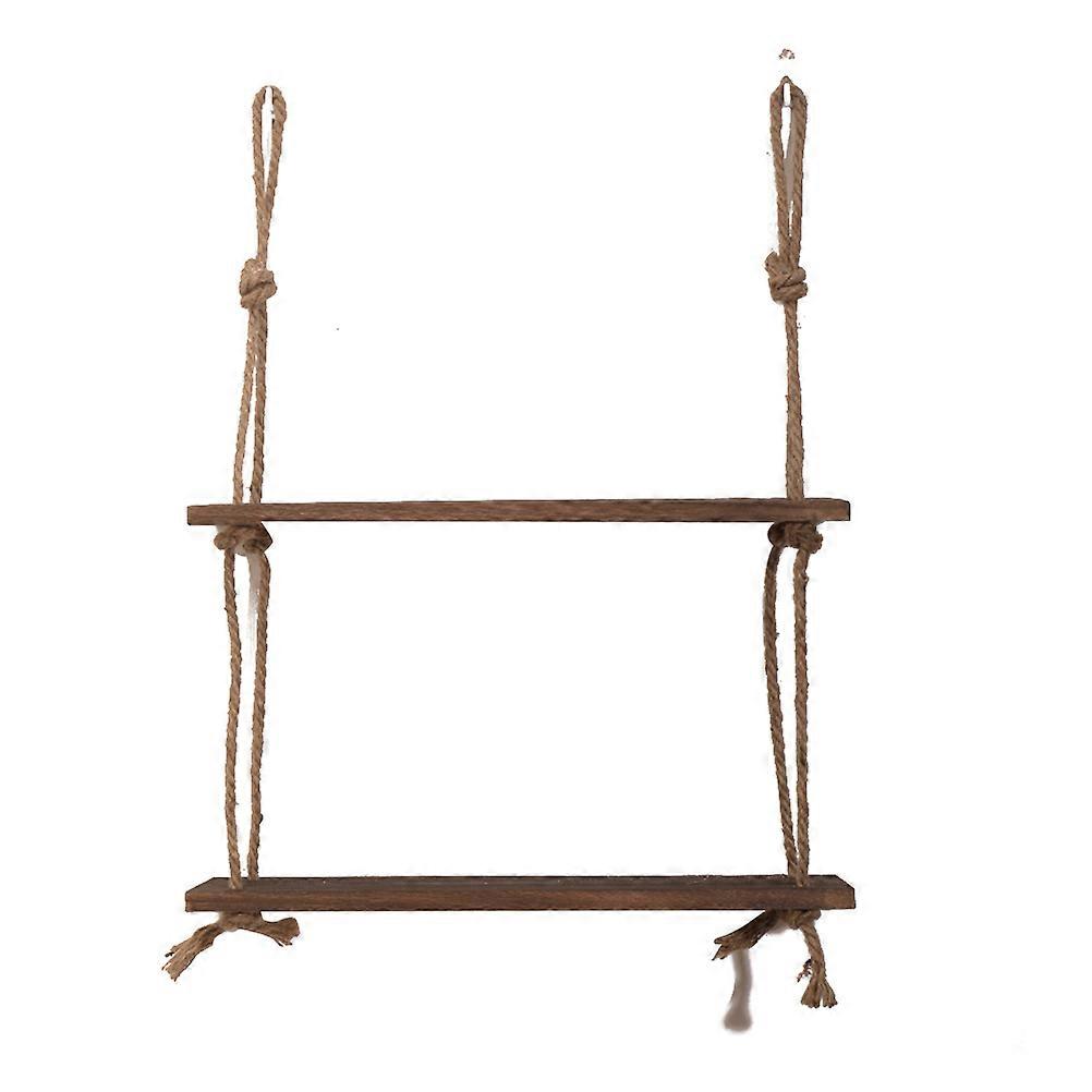 Display Shelf Rack Wooden Hanging Shelf for Holding Stuff 2Pcs Brown