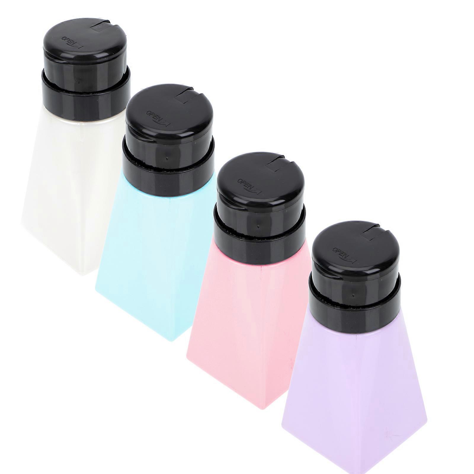 Empty Bottle Press Dispenser for Storage Use 4Pcs Nail Polish Remover