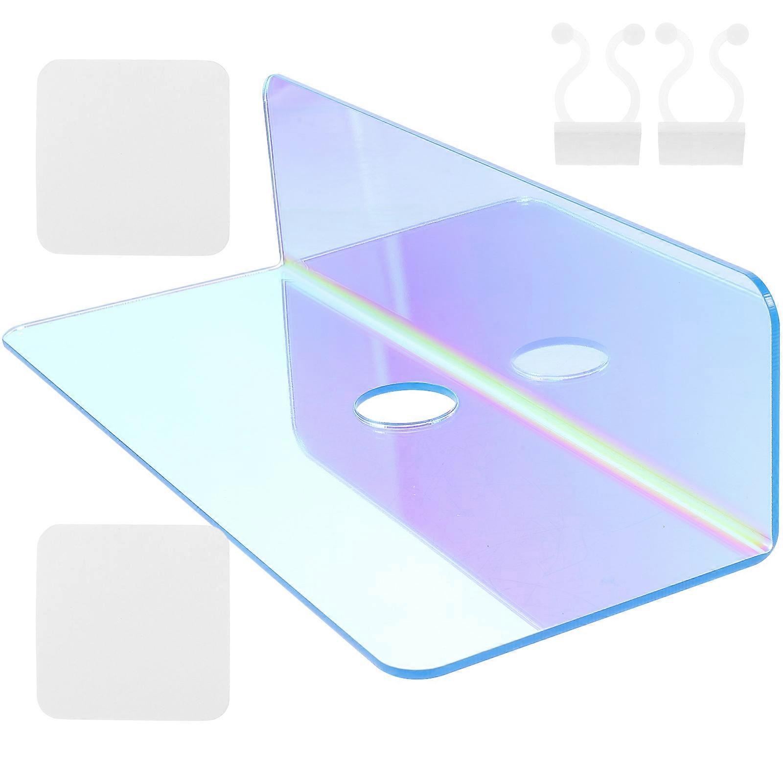 Wall Display Shelf 4Pcs Iridescent Acrylic Floating Shelf For Bedroom Office Kitchen Color Assorted Rectangular Shape Multifunctional Storage