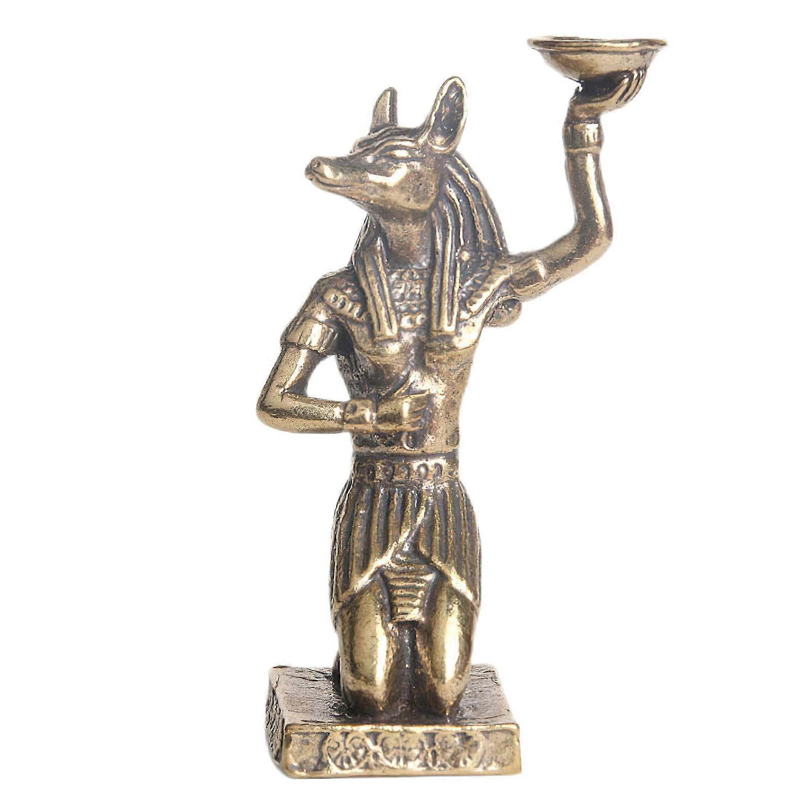 Golden Brass Statue for Decor 2Pcs Creative Ancient Egypt Anubis Figurine