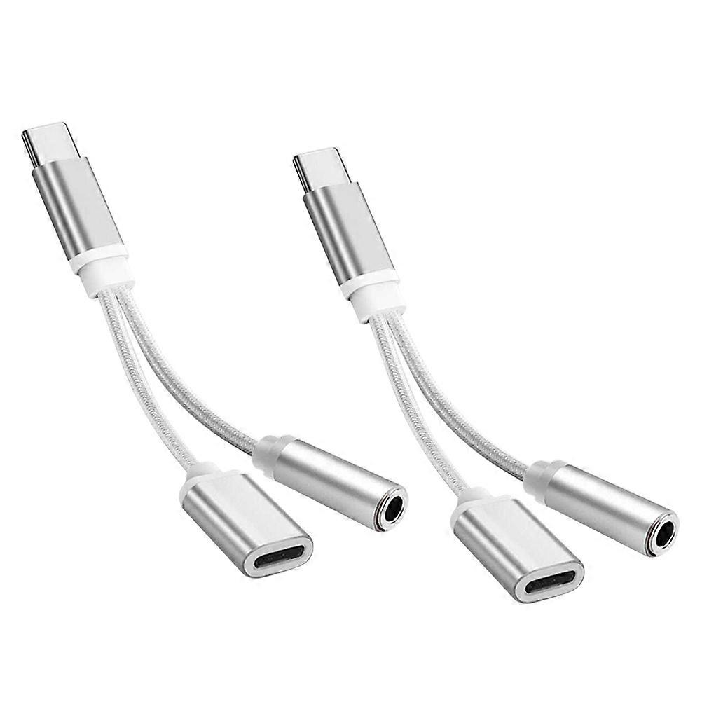 Silver Type-C Charging Adapters for Earphone Use with 4Pcs Converter
