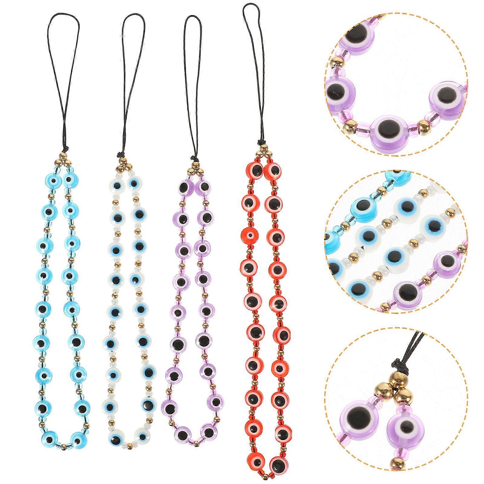 Beaded Phone Strap Charm Evil Eyes Design for Phone Use 8Pcs Resin