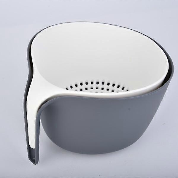 2-in-1 large nest sink colander set, food strainers with long good grips - off-white