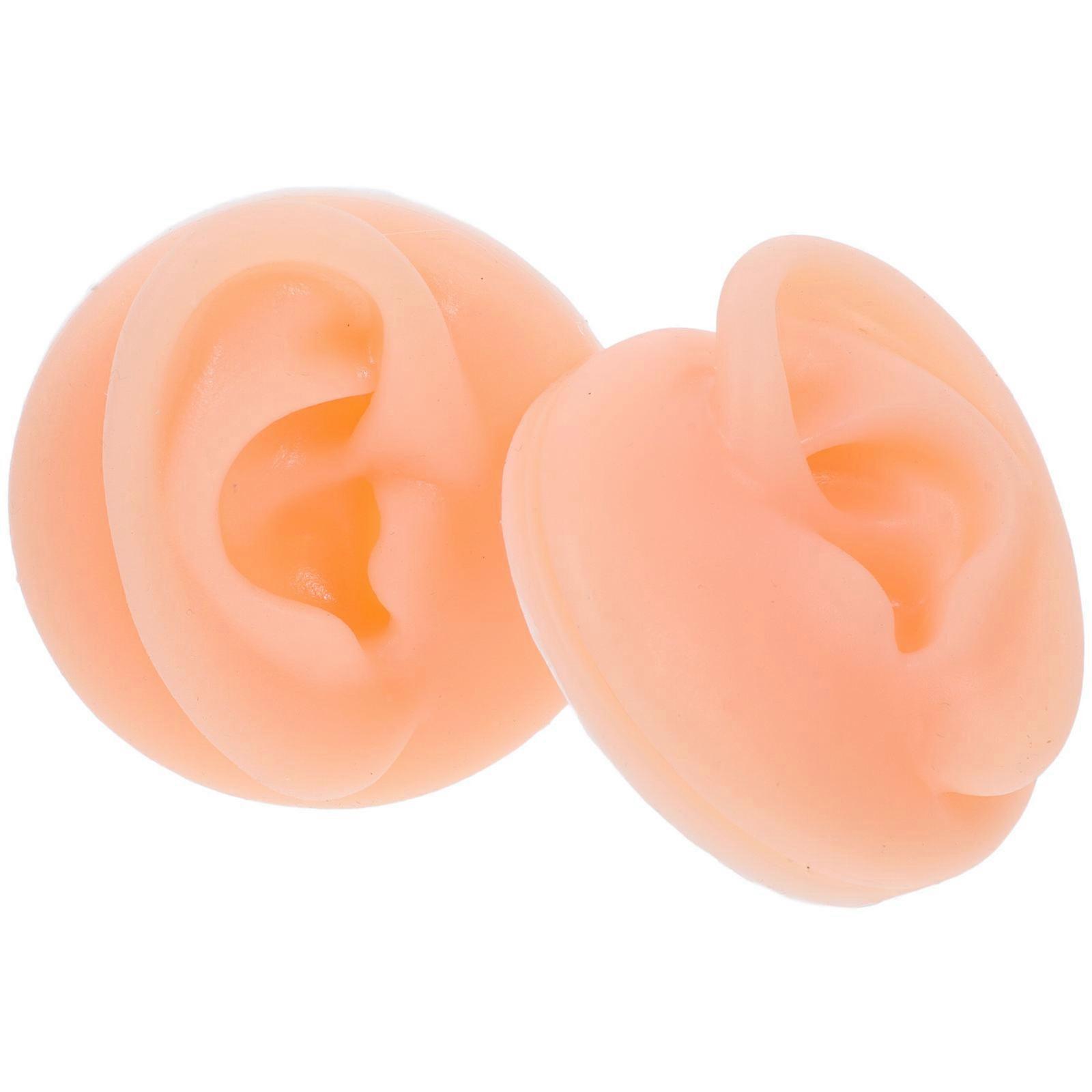 Jewelry Display Rack Silicone Ear Model for Ear Studs 1Pair Yellow