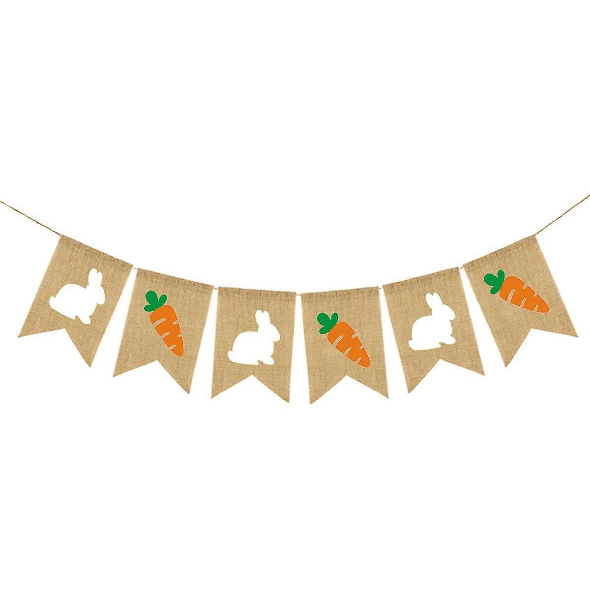 Party Banner Easter Banner Decoration with Rabbit Radish Design 2Pcs