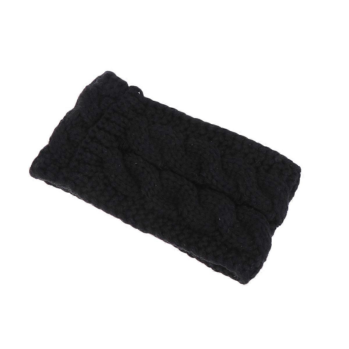 Adjustable Headbands Knitted Wool Headwrap for Decoration 1 Piece Black