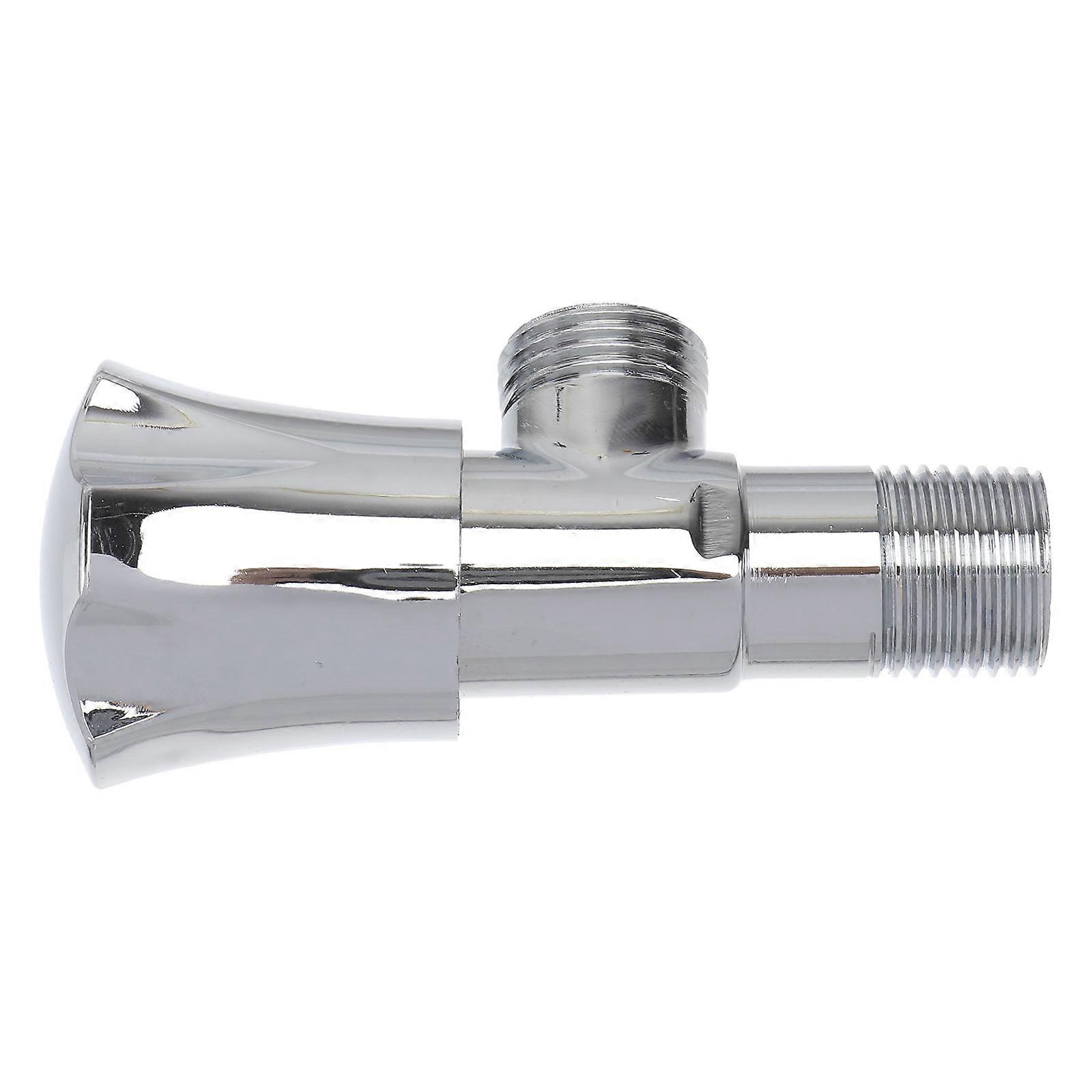 Silver Copper Angle Stop Valve for Water Shut Off Bathroom 2Pcs