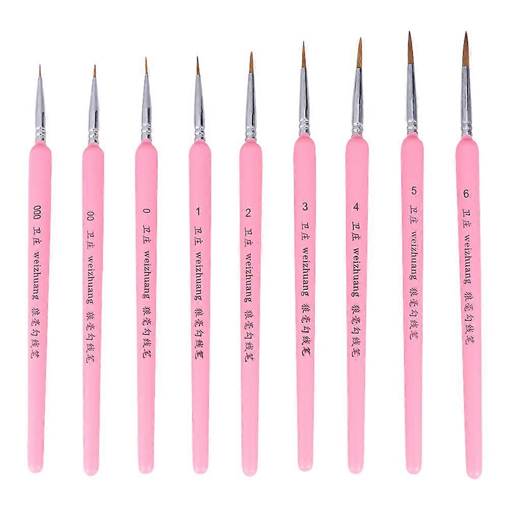 Fine Detailing Paint Brush 18Pcs Wolf Hair Tip Brushes for Painting Pink
