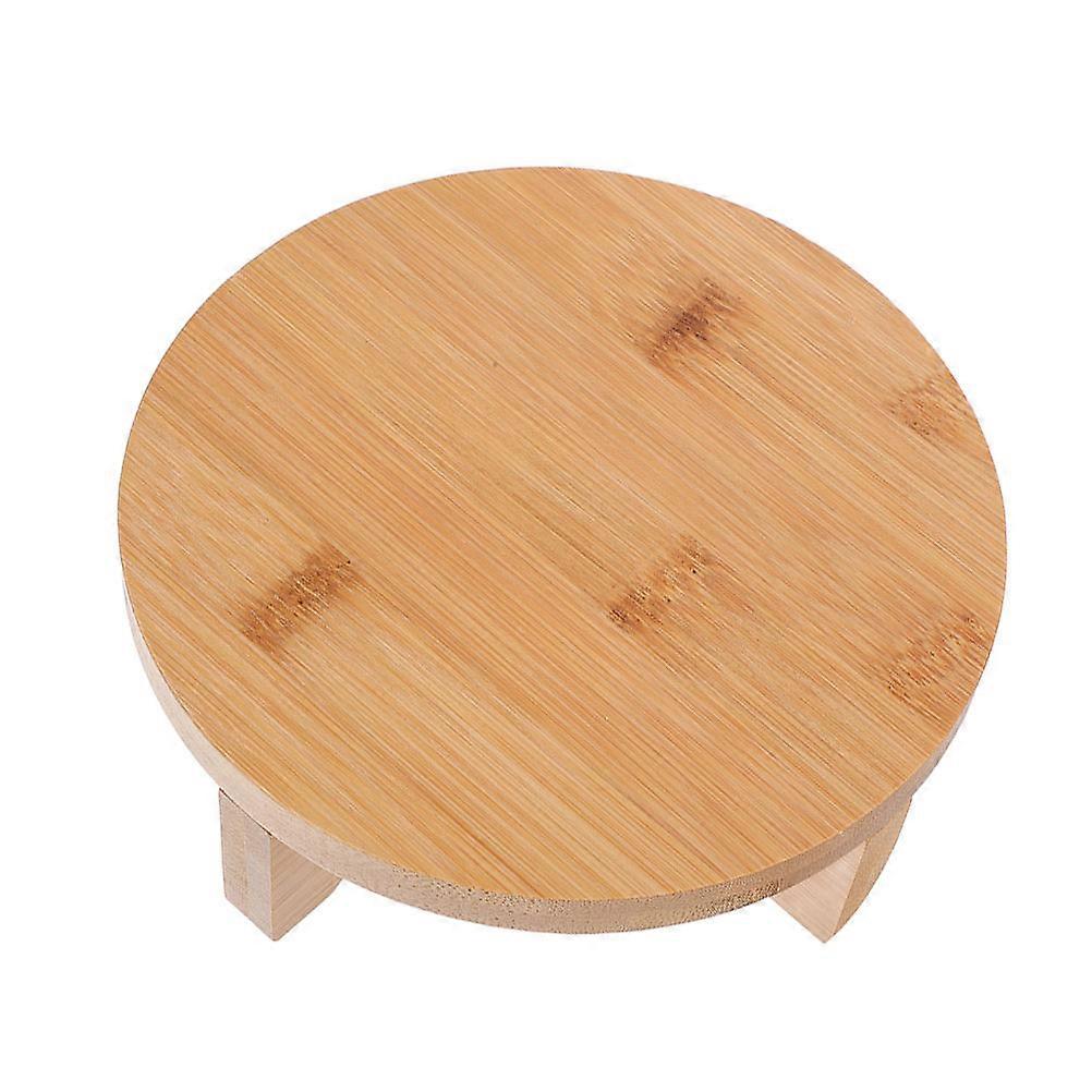 Decorative Bamboo Plant Riser Stand for Tabletop Use 2Pcs Beige Wooden Base