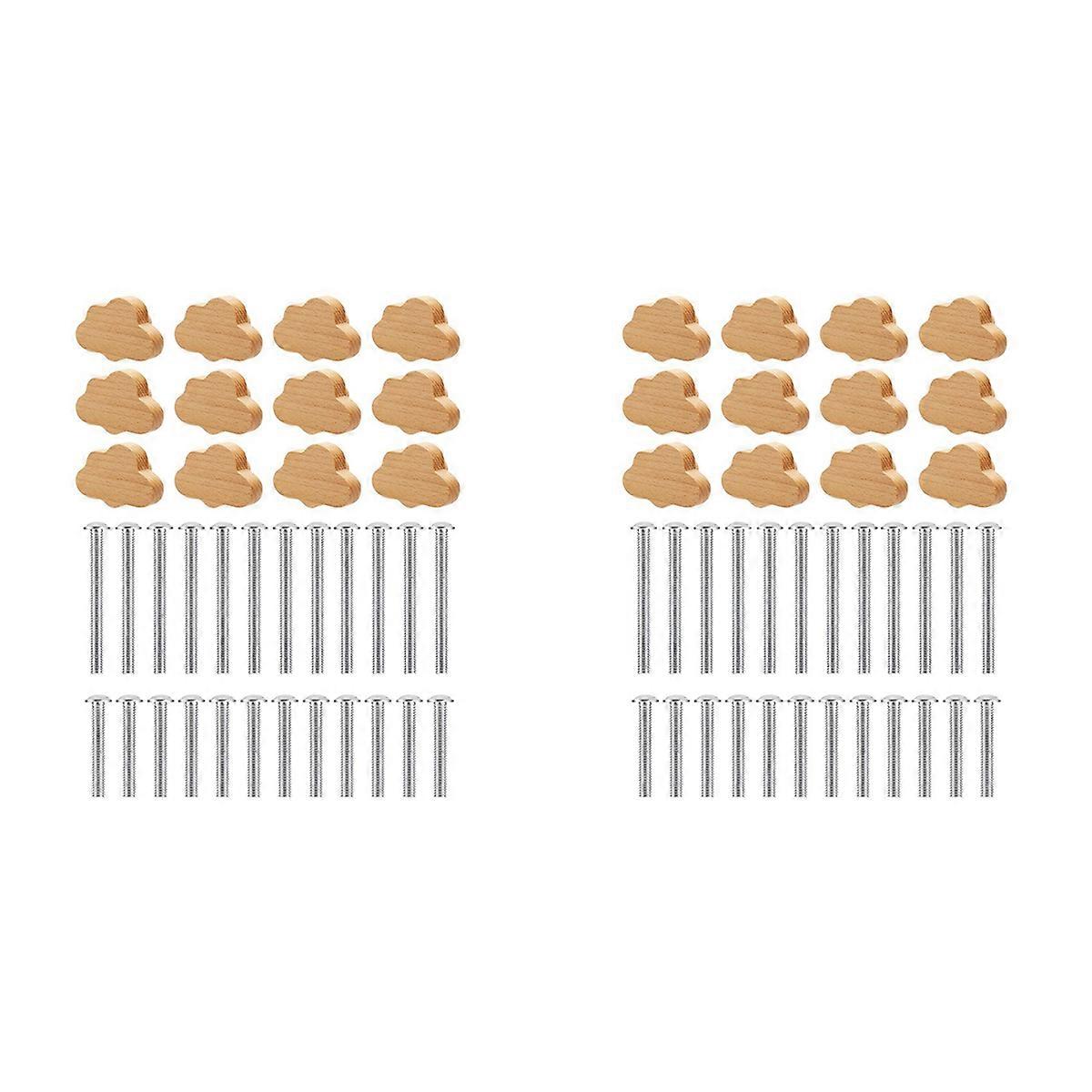 Beech Wood Drawer Knobs Cloud-Shaped Wooden Dresser Pulls