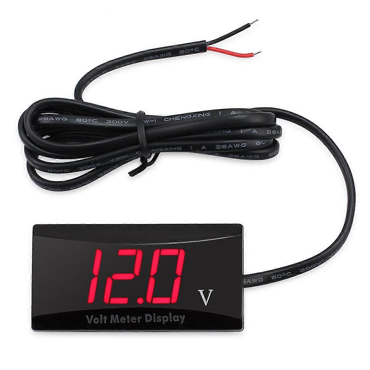 12V Battery Voltmeter Display Digital Voltmeter LED Indicator Universal for Car Motorcycle Voltage Meter Red Light