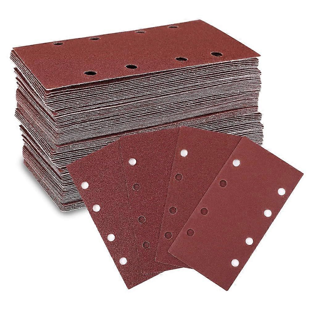 Sanding Sheet Set 100 Pieces Sandpaper with Nylon Stickers Grit 40/60/80/120 8 Holes for Multi and Orbital Sanders
