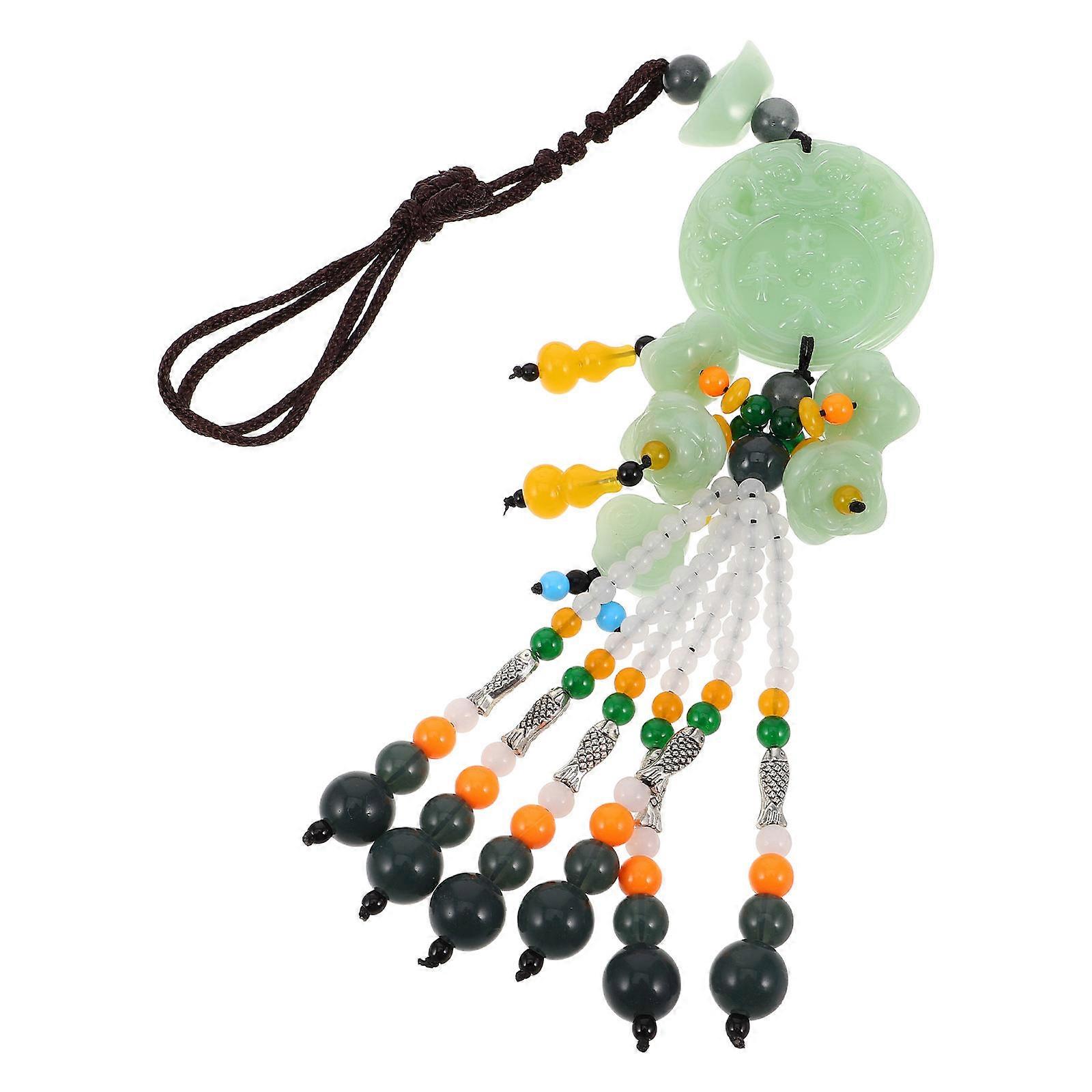 Car Hanging Ornament with Green Lotus for Luck and Safety in 5Pcs Set