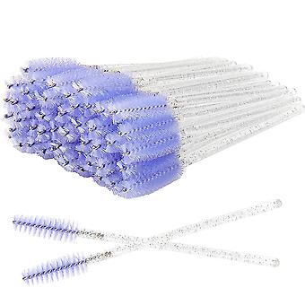 Veeki 300 PCS Crystal Eyelash Mascara Wands Cepillos de pestañas desechables para extensiones Aplicadores de brochas de maquillaje Kit de herramientas (púrpura claro)