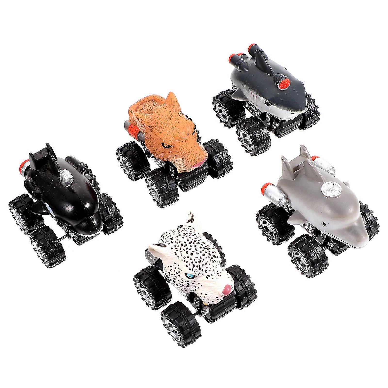 Friction Powered Animal Shape Pull Back Car Toy 5Pcs for Kids Fun