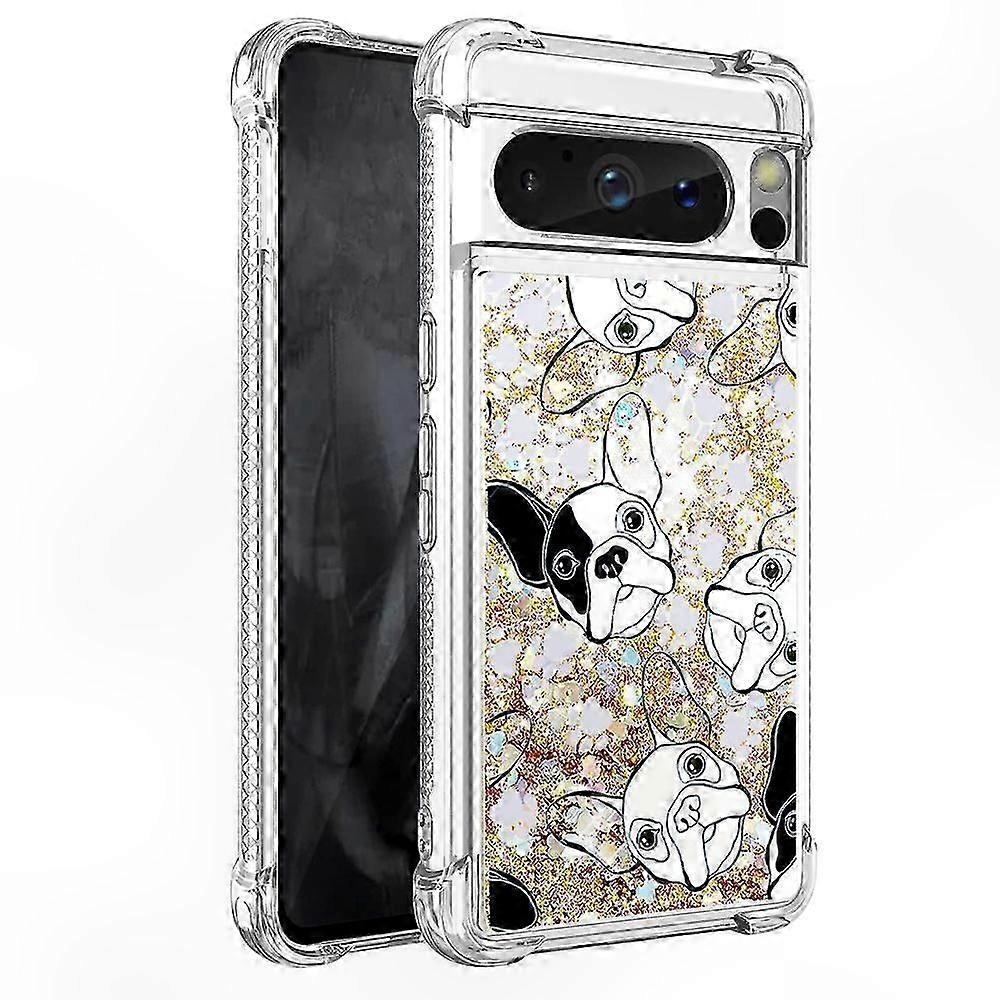 Google Pixel 8 Pro TPU Case with Quicksand Texture and Blue Butterfly Pattern